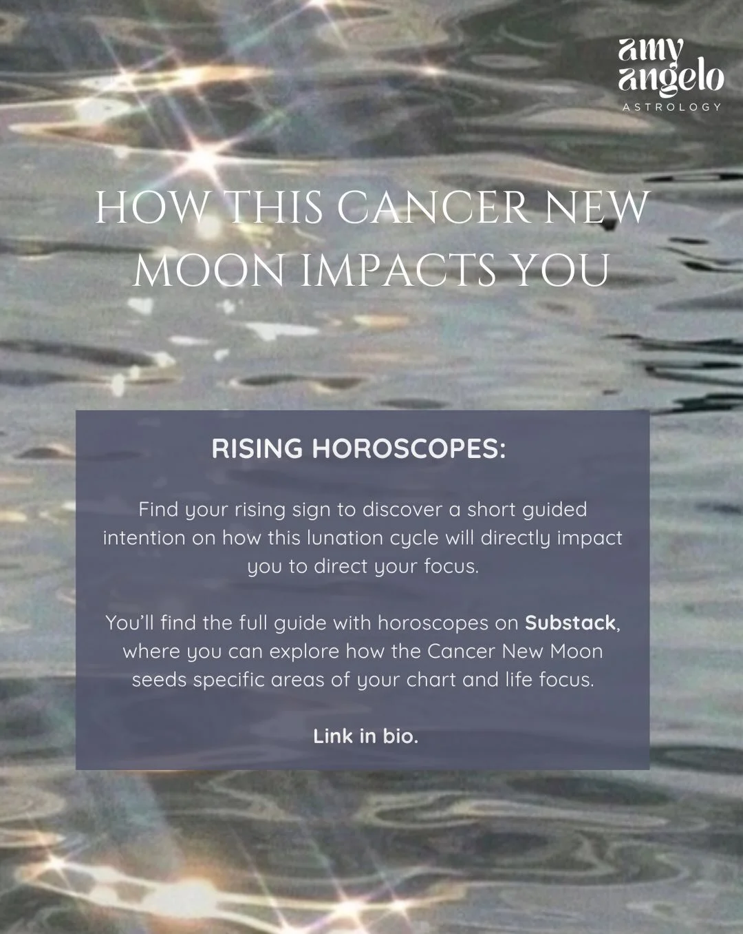 CANCER NEW MOON HOROSCOPES🌑 Find your rising sign to discover how this lunation cycle will directly impact you, including a reflection to guide your focus as the Cancer New Moon&rsquo;s energy seeds specific parts of your chart and life.

Subscribe 
