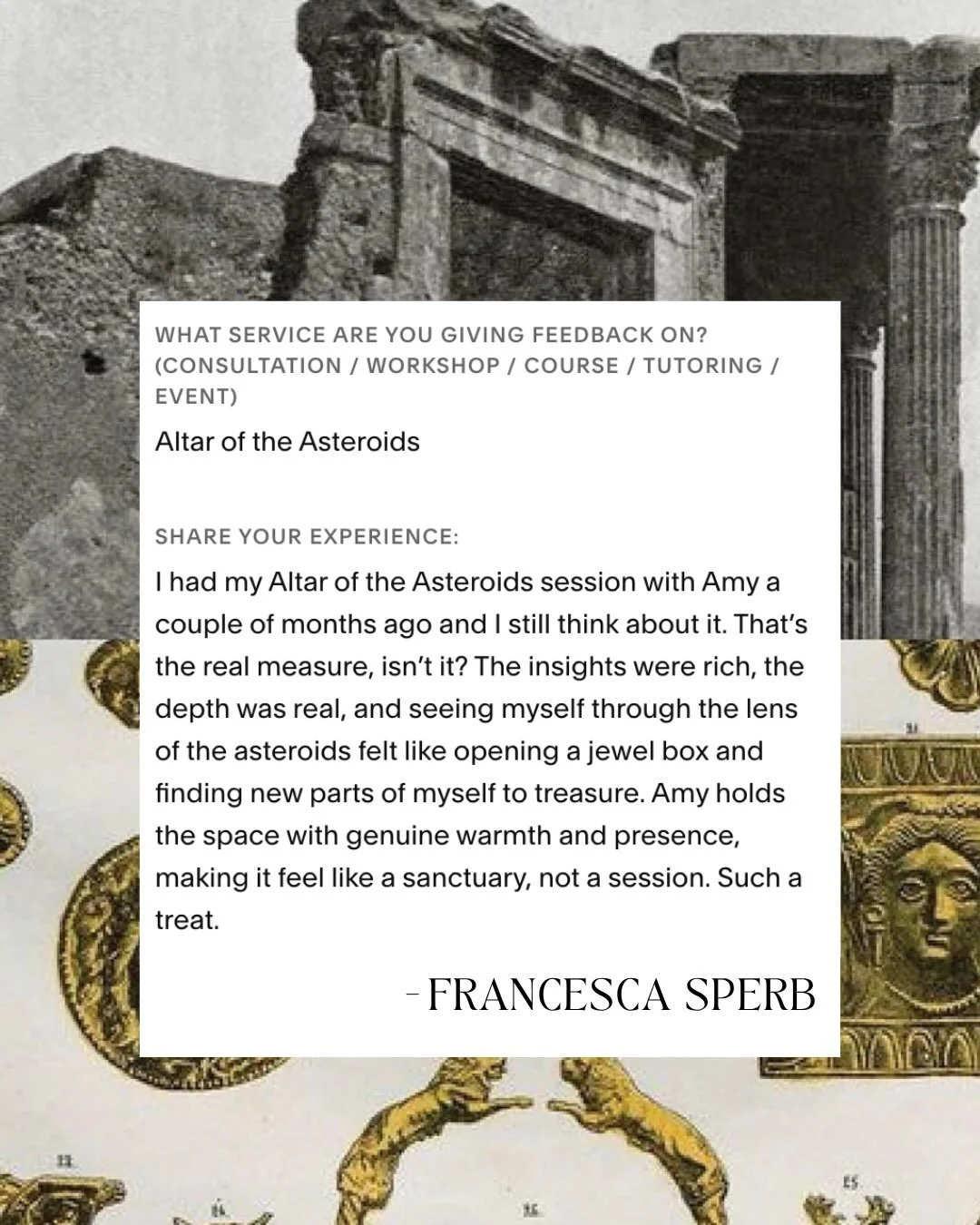 @francesca.sperb experience is exactly why I believe asteroids open potels portals to deeper self discovery 

Altar of the asteroids is my signature reading that introduces you to the myths and magic within your birth chart through asteroid placement