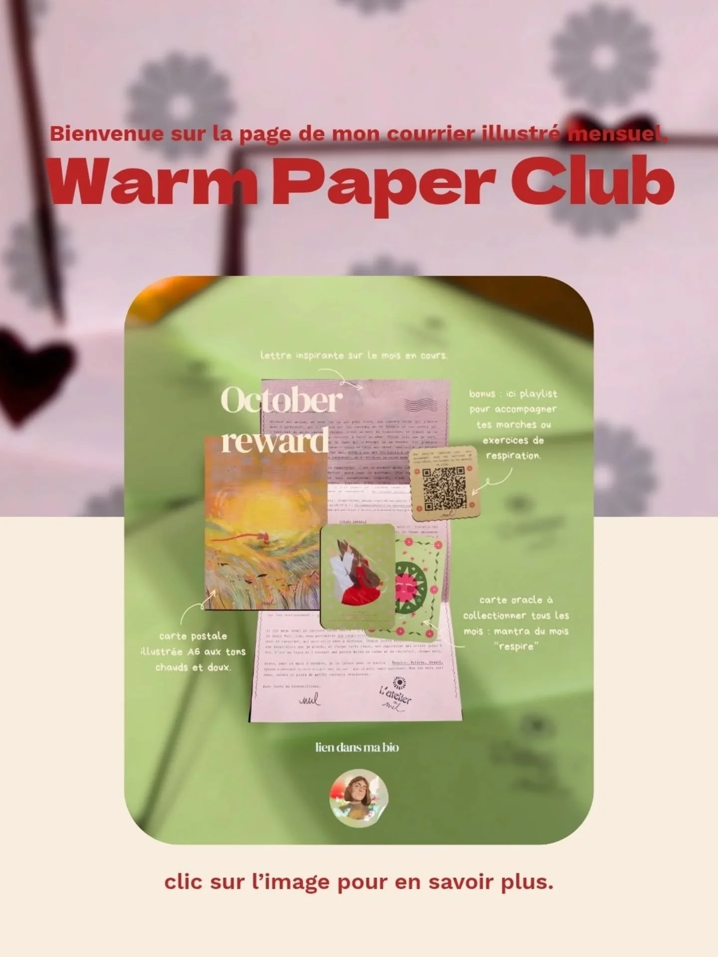big (warm) news ✨
Mon courrier illustré a désormais un nom… bienvenue au Warm Paper Club 🕯️📬
Un petit espace doux et inspirant, pensé comme une respiration dans le mois. Chaque enveloppe renferme une illustration, un m