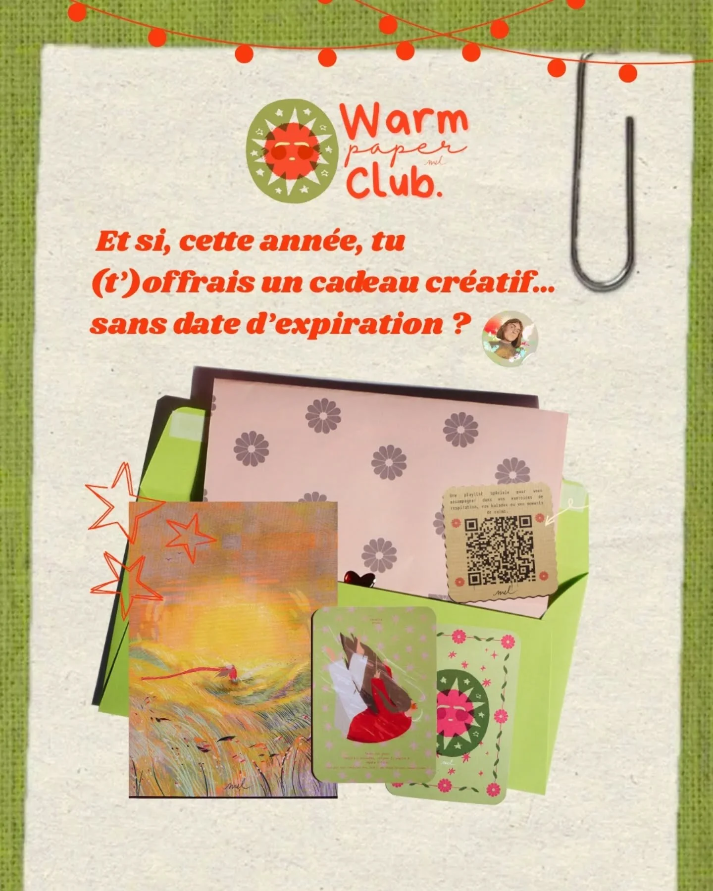 et oui il est déjà temps de penser à noel 🍃
la course aux cadeaux est lancée mais je te propose une alternative simple, douce et illimitée (si tu le souhaites) ✨️
bienvenue dans mon Warm Paper Club - c'est un club