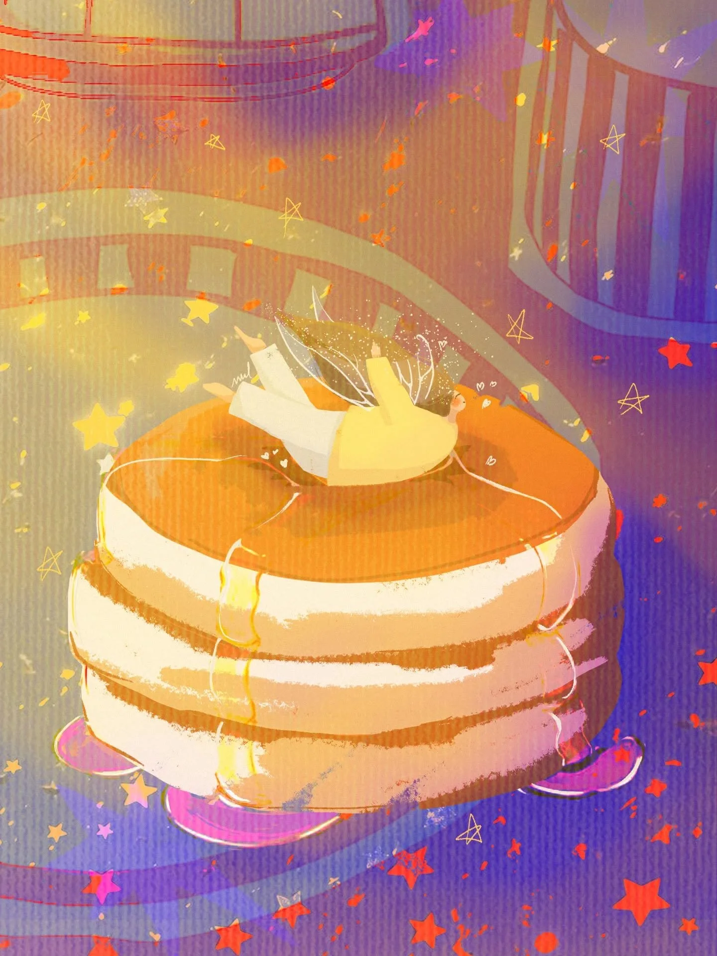 a fairy cozy morning! 🧚&zwj;♀️❤️&zwj;🔥🥞 merci l&eacute;l&eacute;. 
my followers #emojichallenge en illustration ! 🌟💫

j'&eacute;tais plus out of my confort zone sur celle ci 🥹
&gt; le r&eacute;el qui va avec est d&eacute;j&agrave; post&eacute; 