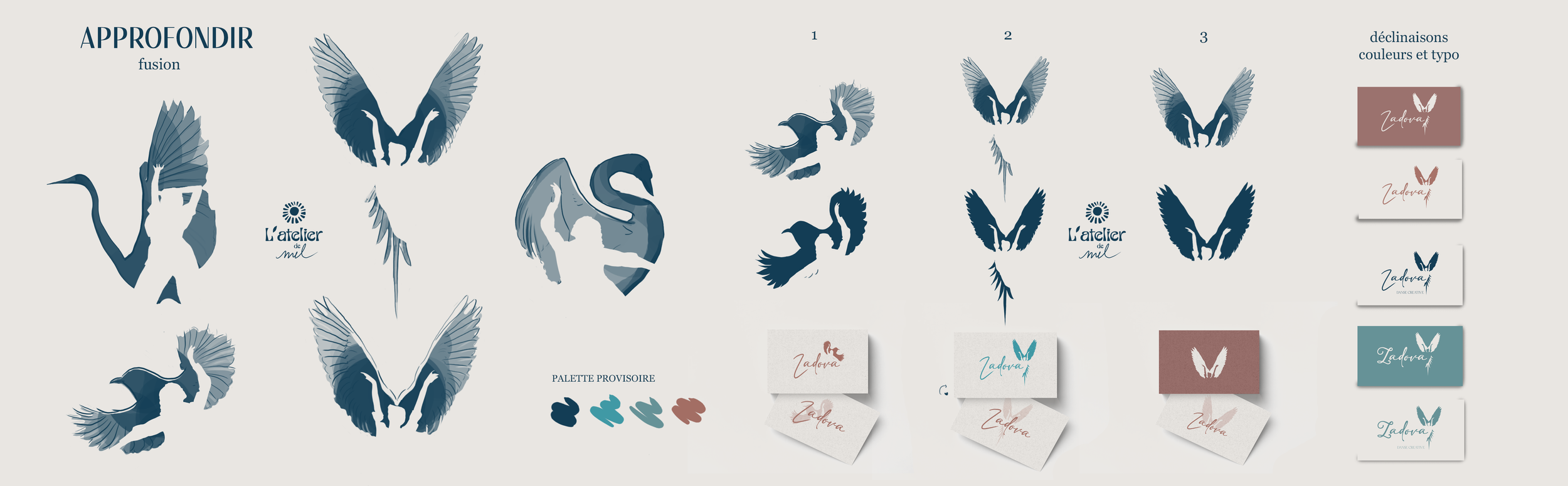 RECHERCHES-CARTE DE VISITE-MOCKUP-ZADOVA-BIENETRE-THERAPIE PAR LA DANSE- LOGO ROSE- FEMME