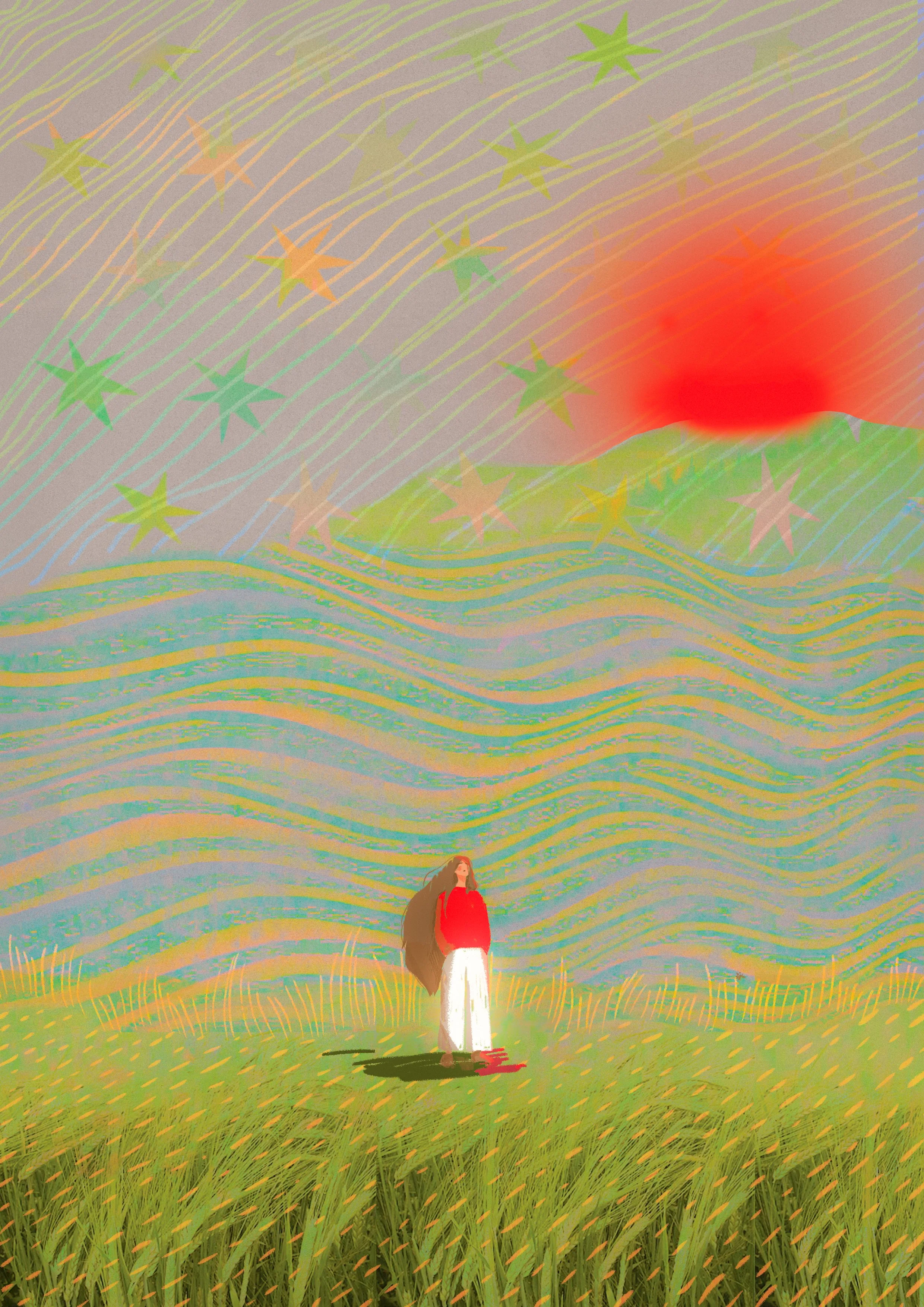 illustration_relaxante_cozy_colorée_apaisante_paysage_personnage_snail_mail
