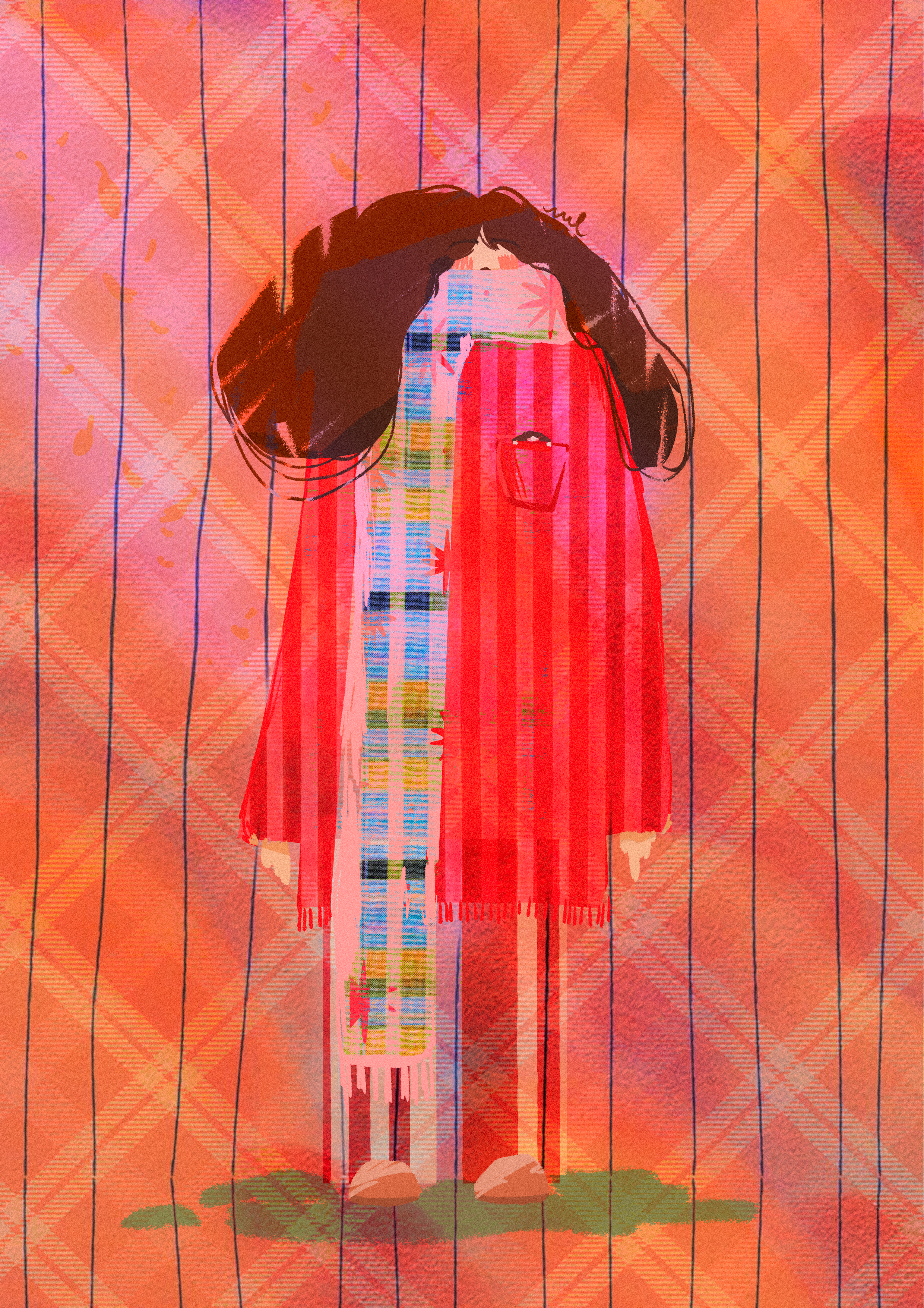illustration_relaxante_cozy_colorée_apaisante_paysage_personnage_snail_mail_fall outfit_automne