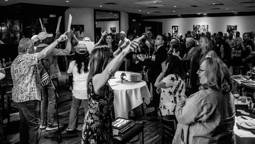 Crowd at Trumpsterz Tuesday Triumph event