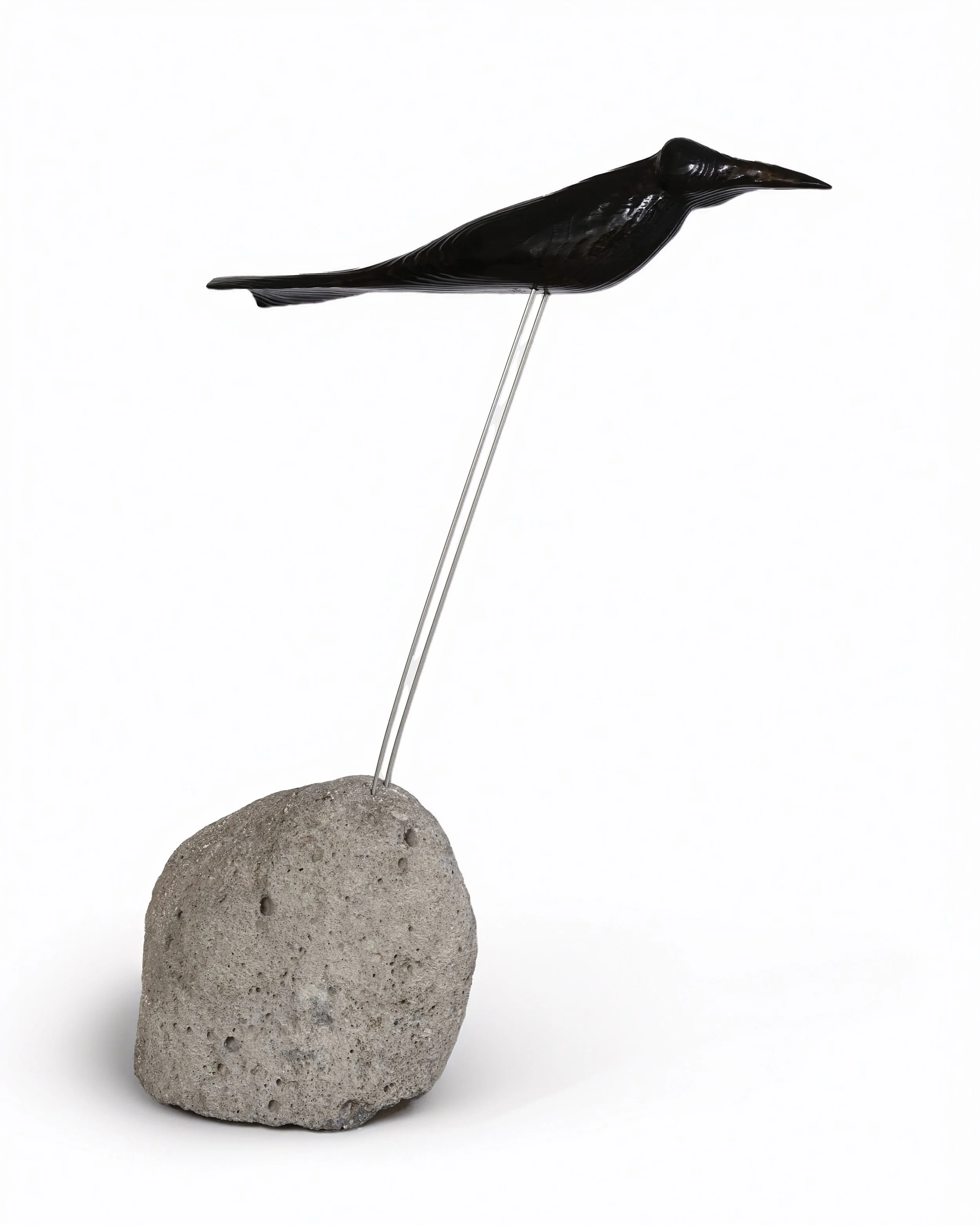 Bird (Black)
2024
Cedar Wood, Stone, Stainless Steel, Varnish
14" x 25" x 20" (35.5 x 63.5 x 51 cm)
