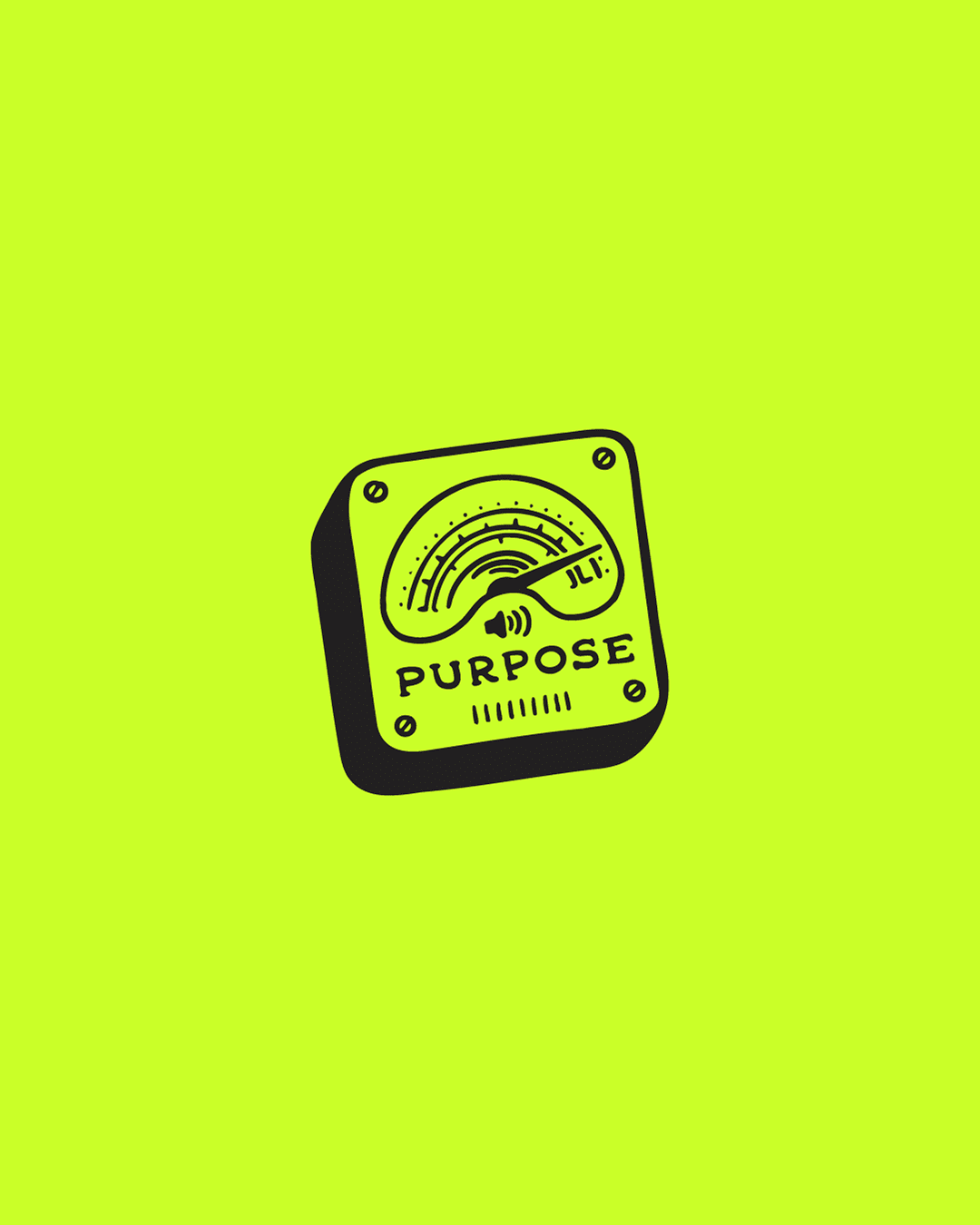 Illustrated gauge icon from the Point Blank rebrand expressing loud on purpose