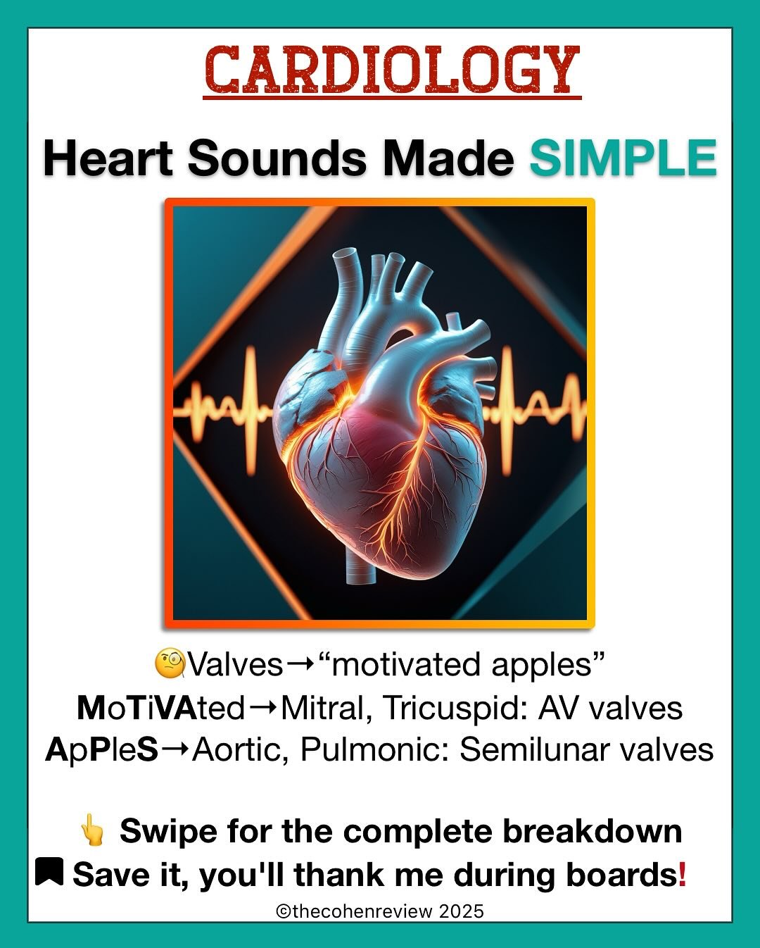 🫀 Mastering heart sounds S1-S4 is crucial for every nursing assessment. Here&rsquo;s your complete breakdown:

S1 SOUND (&ldquo;Lub&rdquo;):
The first heart sound you hear during systole. It&rsquo;s the &ldquo;MoTiVAted&rdquo; part of your mnemonic 
