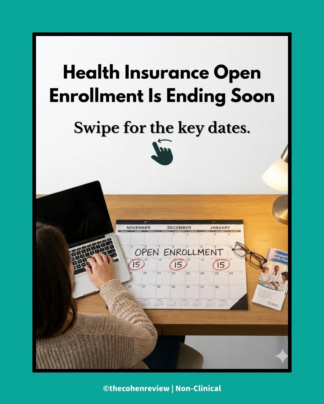 🗓️Open Enrollment is the annual window to secure health insurance through the ACA Marketplace. Missing the January 15 deadline means you cannot enroll until next enrollment period unless you qualify for a Special Enrollment due to a life event like 