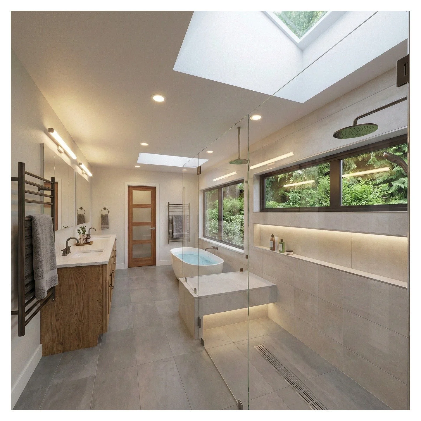 Excited to share a first look at visualizations for our Queen Anne remodel. This project expands the second level to include a new primary bathroom, with a design focused on creating a clean, minimal, light-filled space that captures the site&rsquo;s