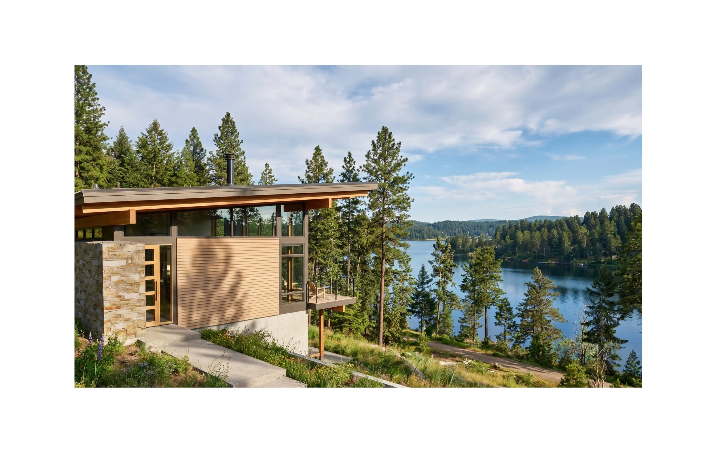 Modern living designed around stunning views of Lake Coeur d'Alene that honor the local surroundings.

#modernarchitecture #northidahoarchitecture #residentialarchitecture