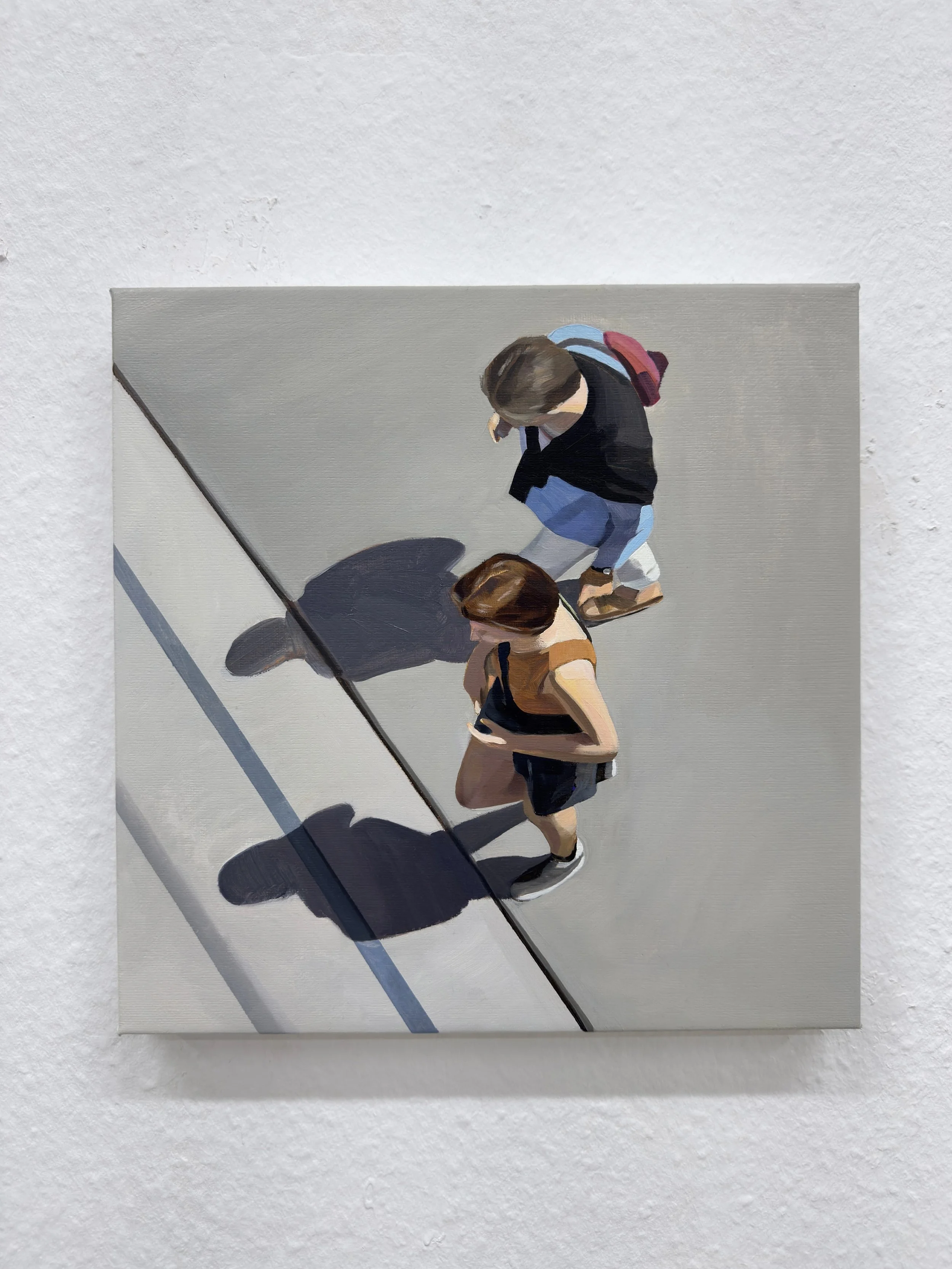 Gehende Menschen. 2025 Öl auf Leinwand 30x30cm