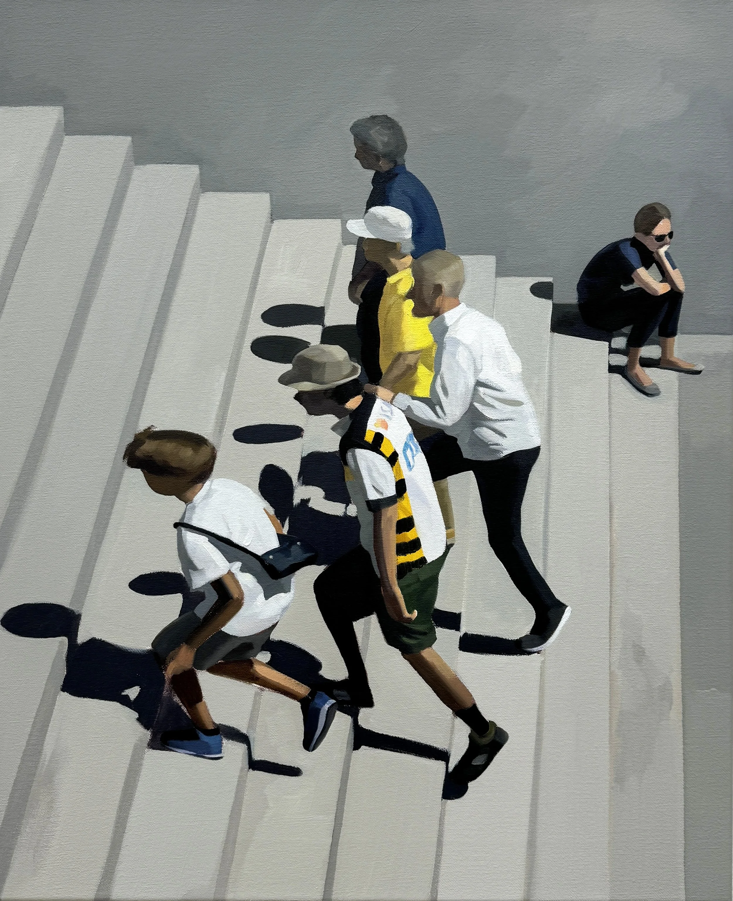 Menschen auf der Treppe. 2024 Öl auf Leinwand 50x60cm 
Sold