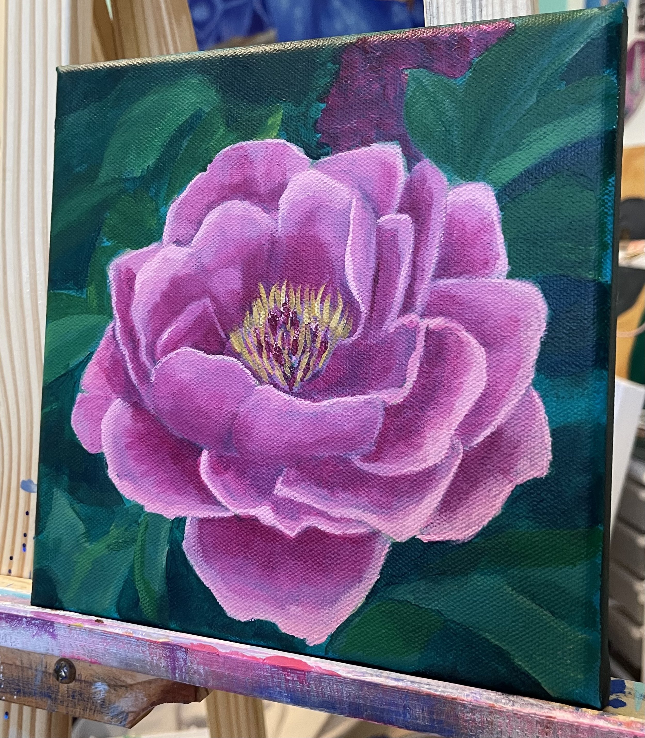 Pink Flower Painting 8x8