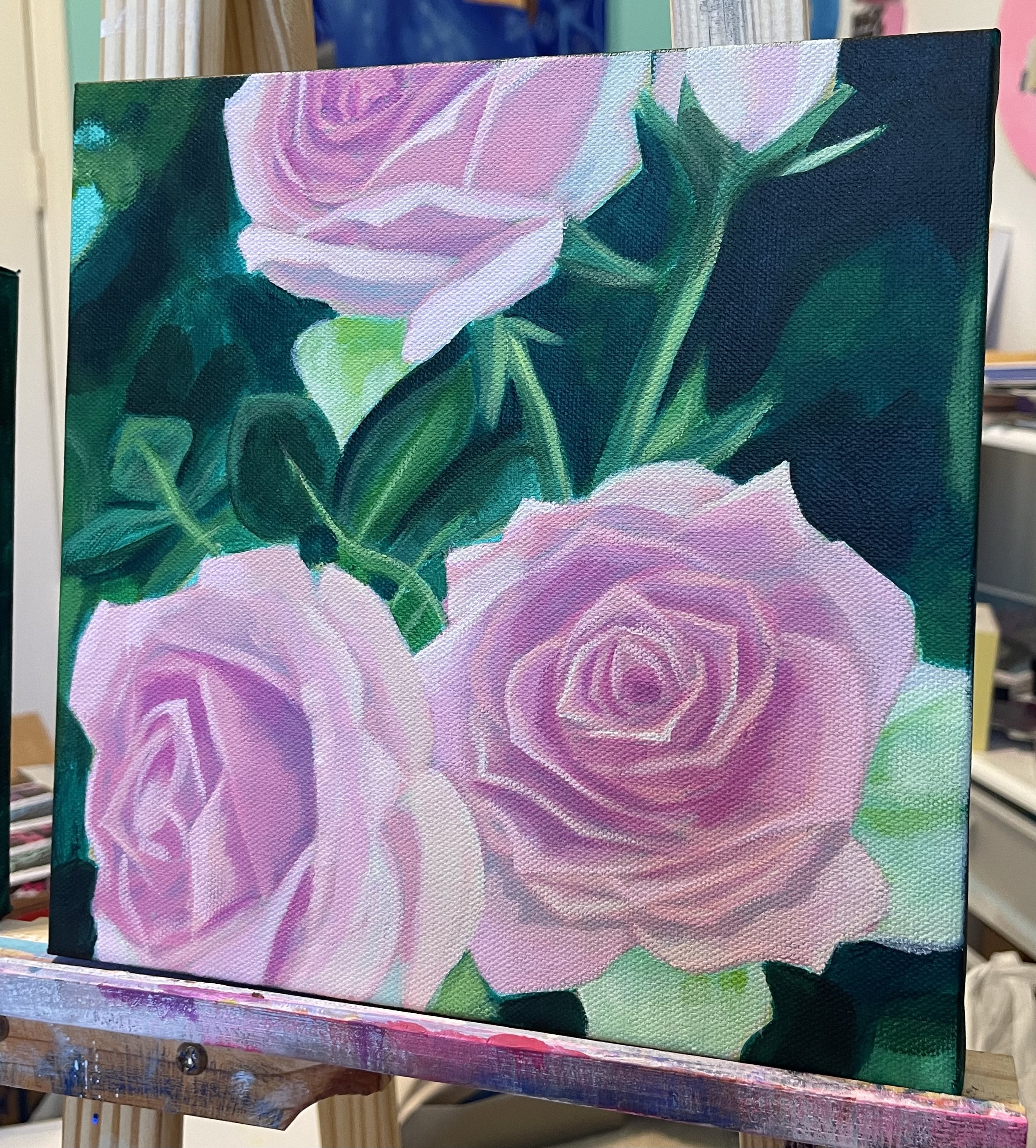 Pink Roses Painting 10x10