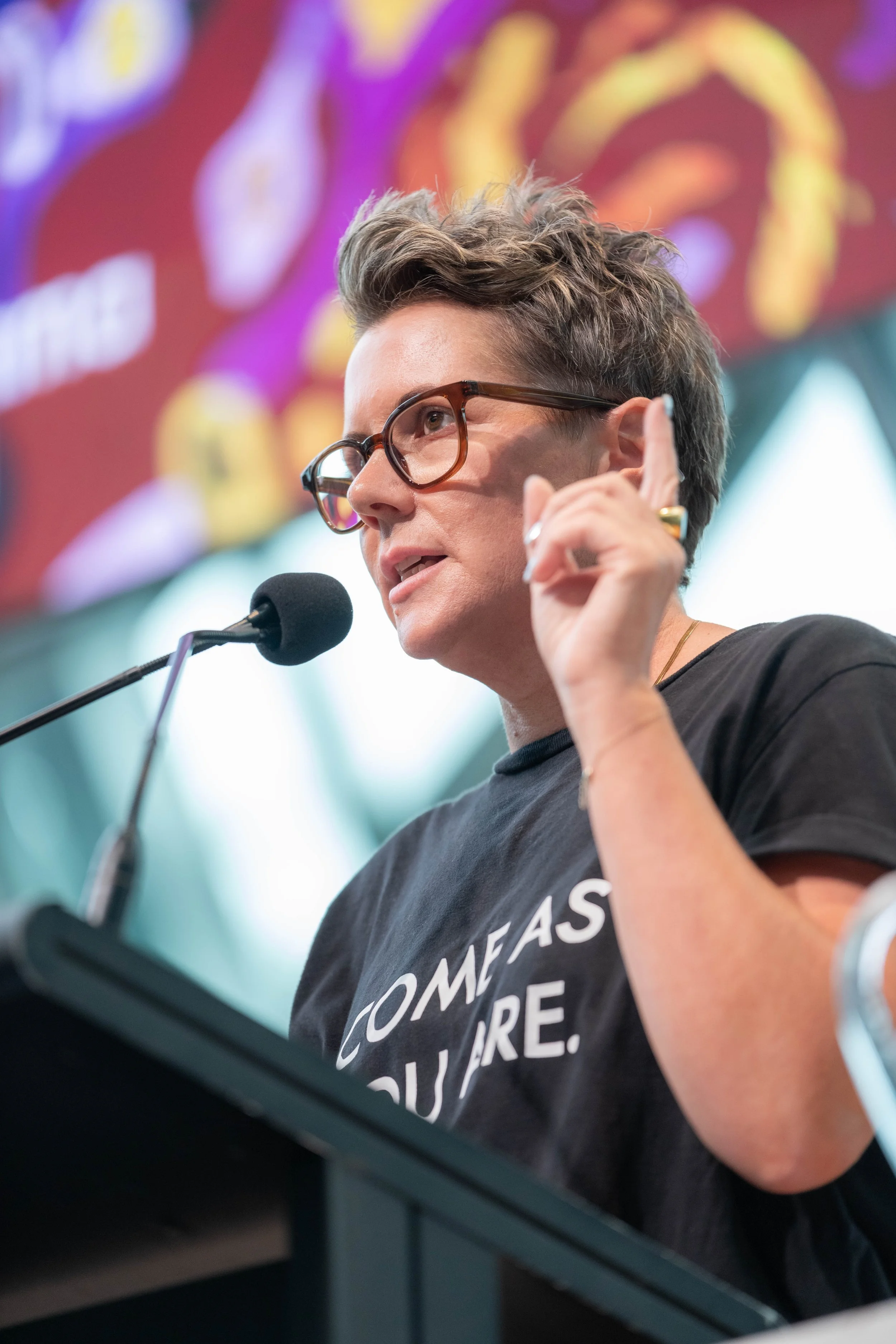 Bec Goddard holds up a finger.