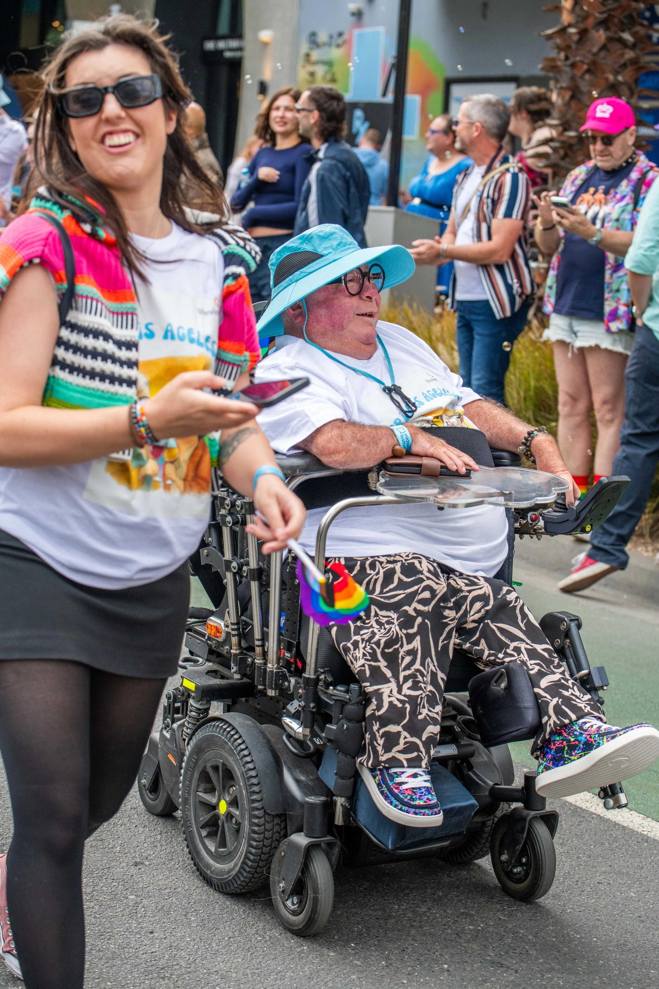 A human in a wheelchair.