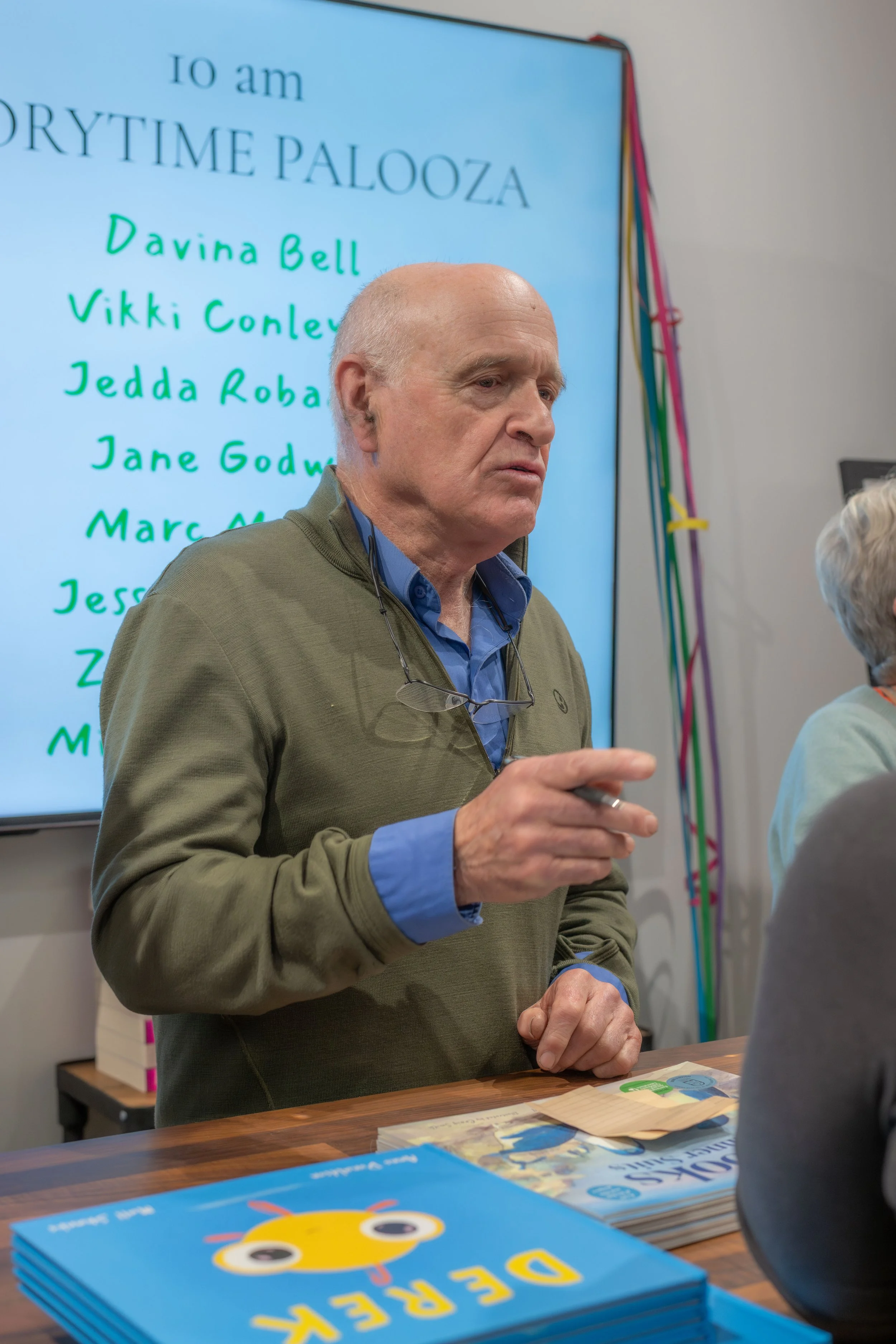 A human shats to another off camera.