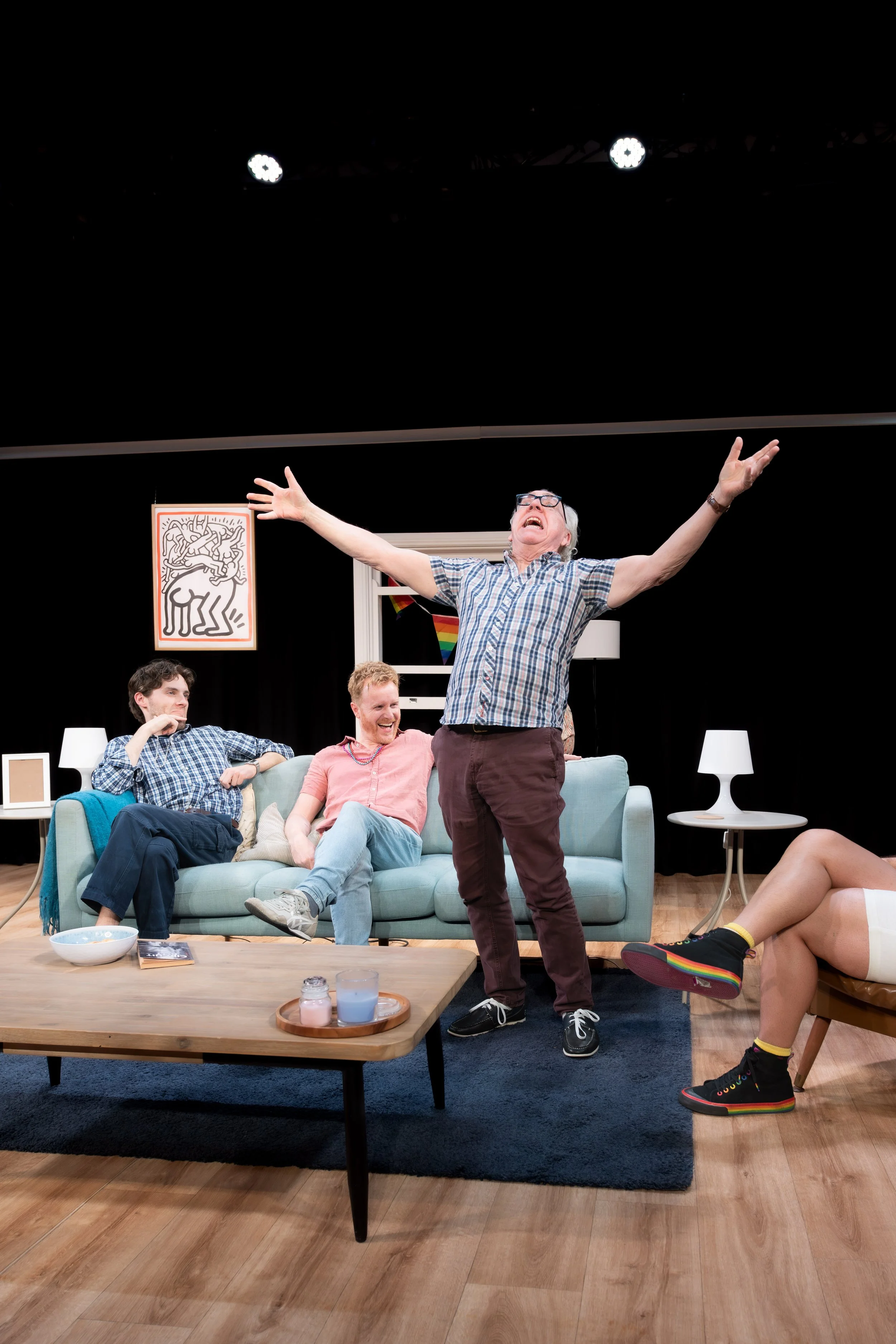 A human spreads their arms out wide and leans back.