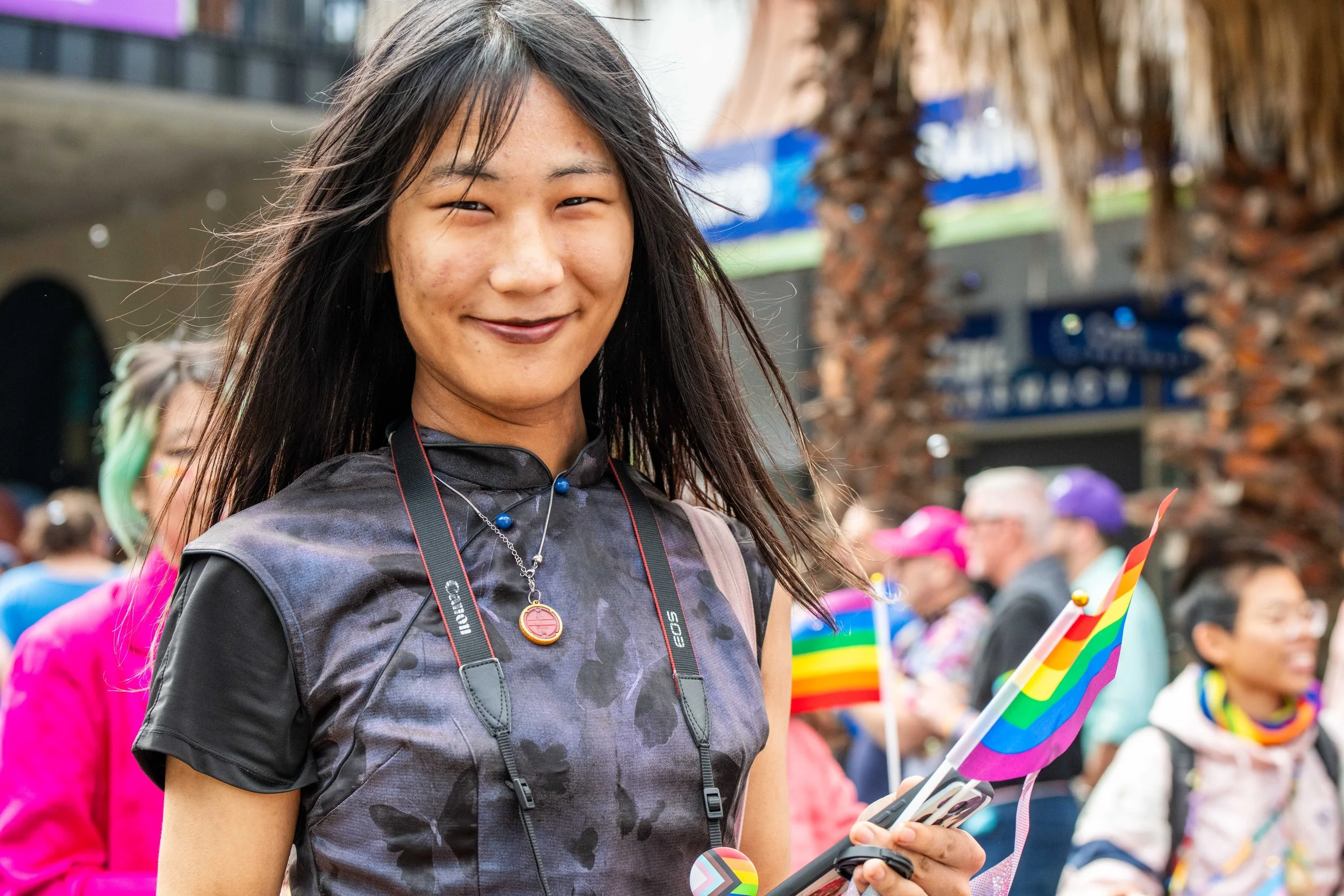 A human smiles at the camera.
