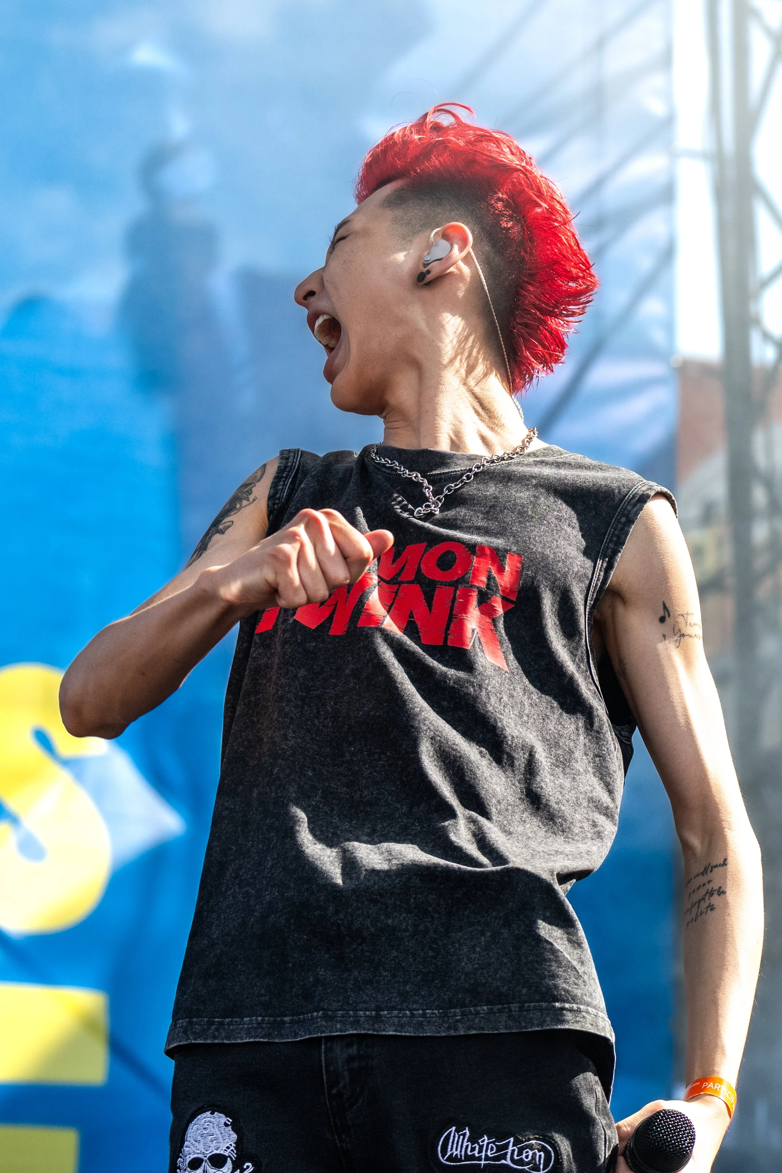 Kevin Silvester jumps in the air like a punk rock prince.