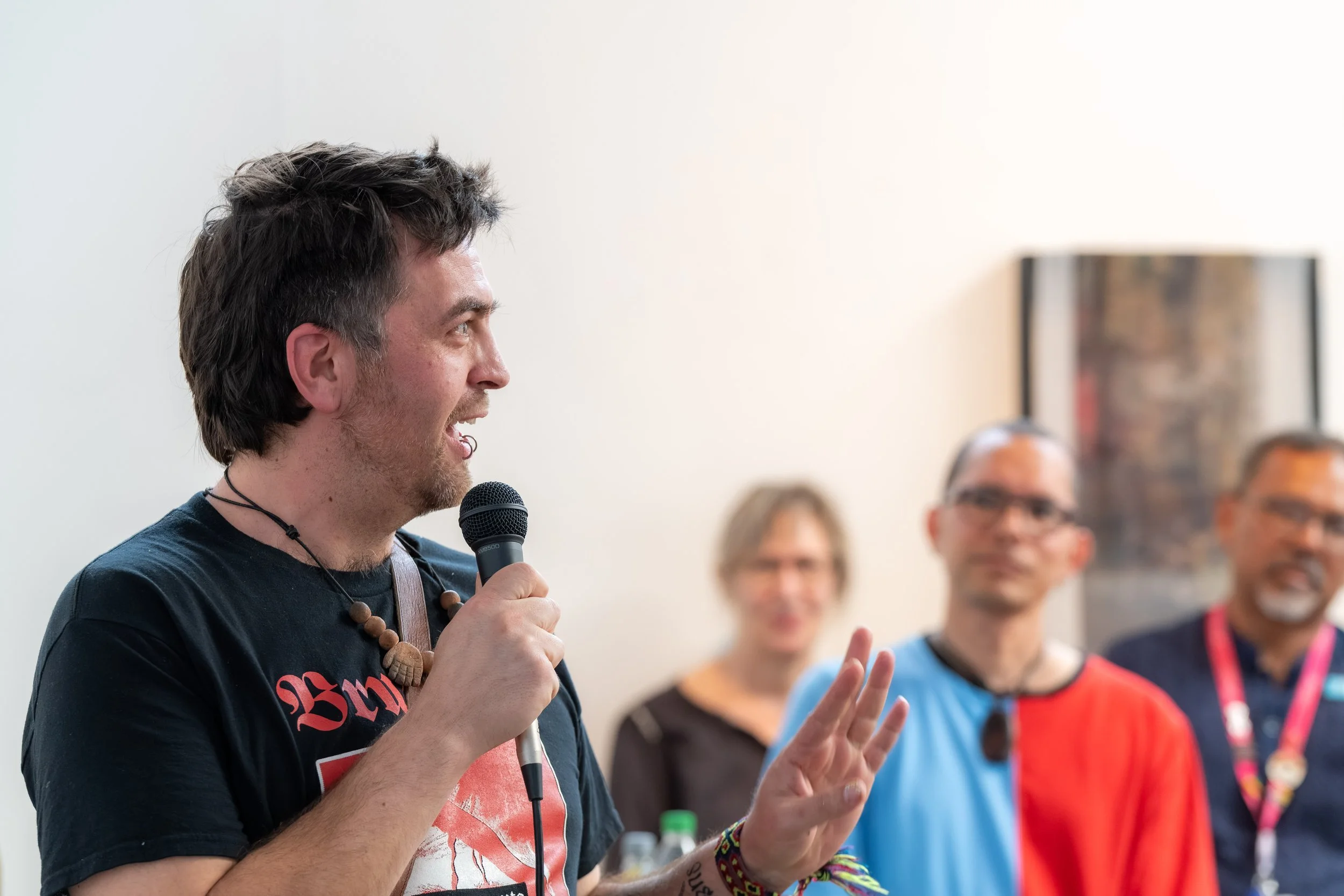 Vernon Rodrigues gives a speech.