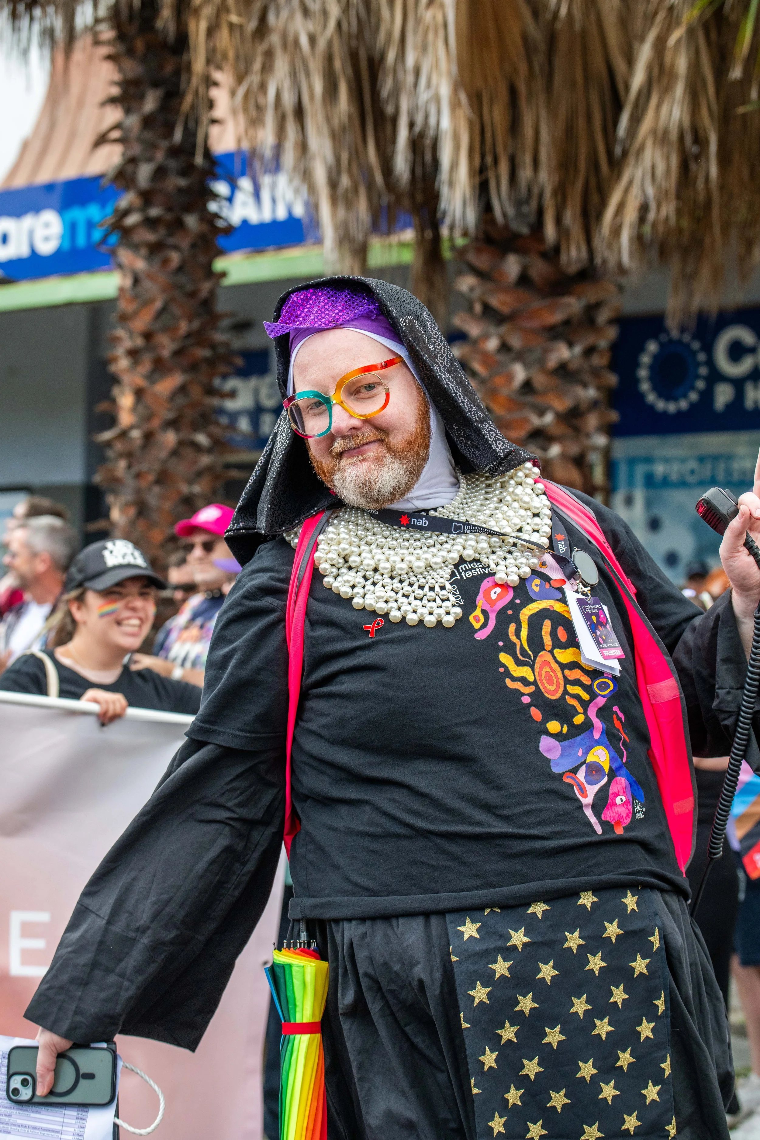 A Midsumma volunteer dressed in a nun's habit.