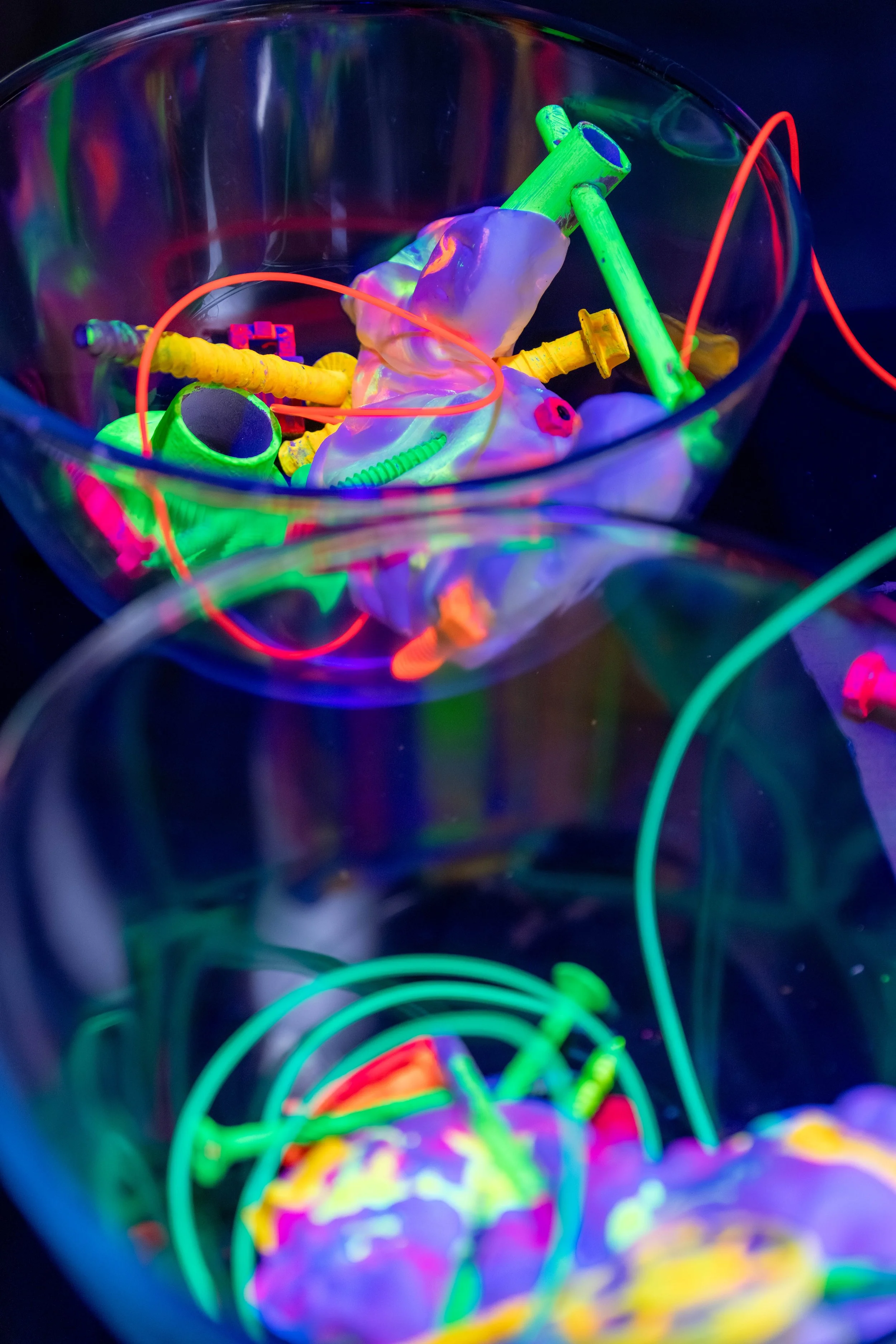 Neon componants of a sculpture.
