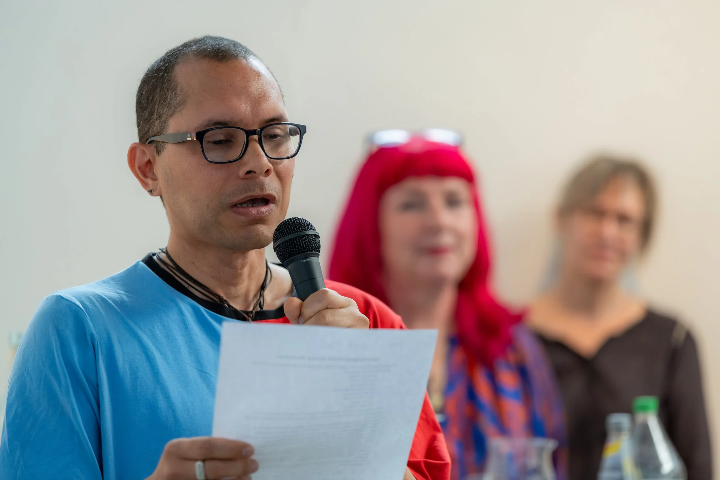 CEO of Arts Access Victoria, Josh Pethers, gives a speech.