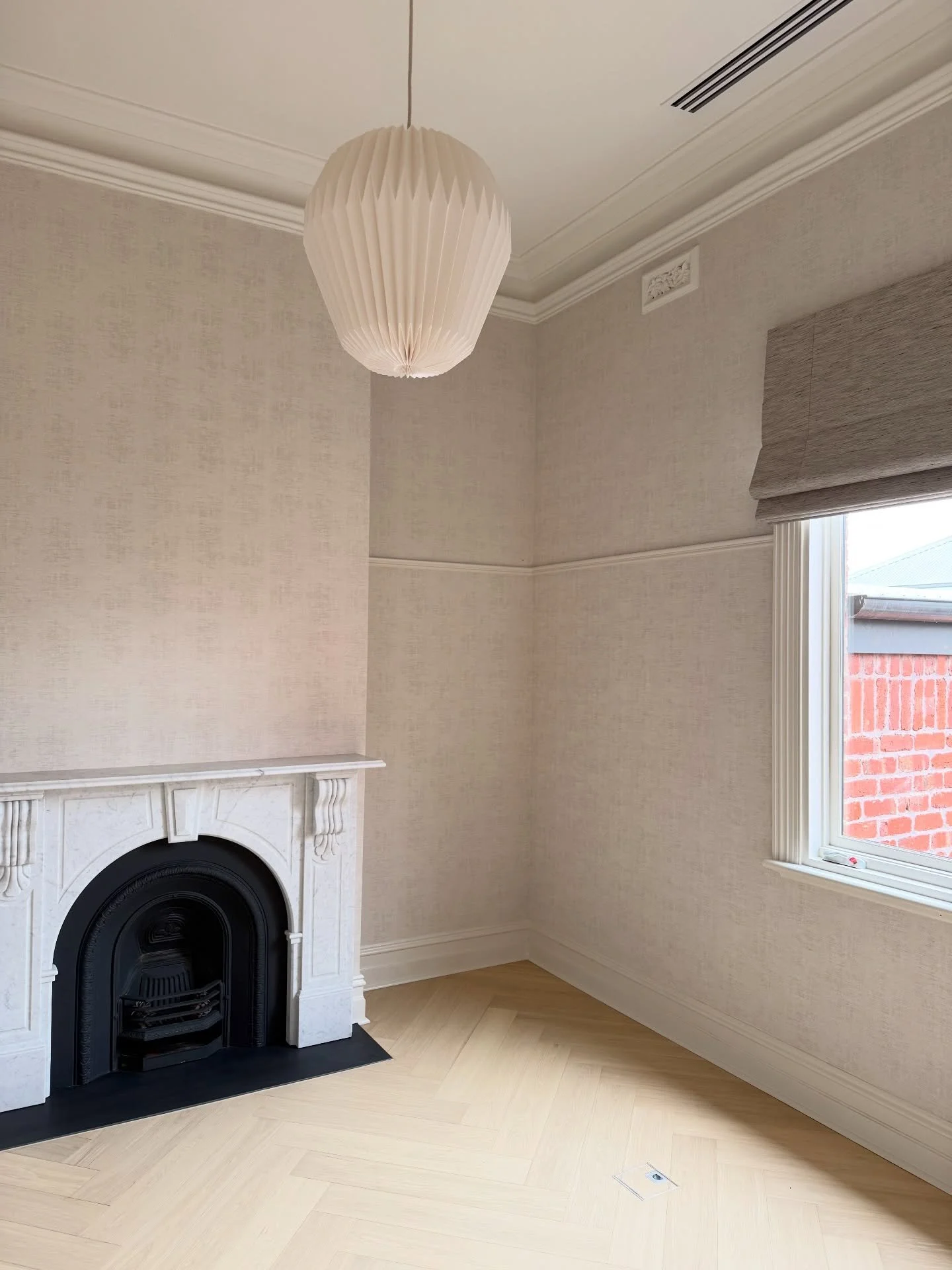 We&rsquo;re excited to share a first look at our newly completed project in Essendon.

Floor to ceiling wallpaper, textural Roman blinds, feature pendant, herringbone flooring and marble fireplace mantel. 

No detail has been left unturned. 

Our fur