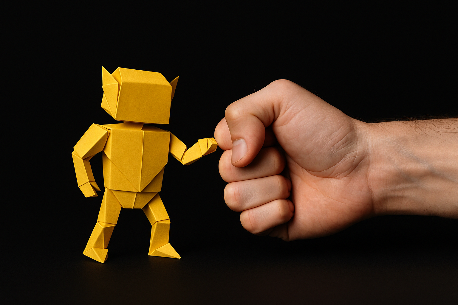 A robot fist bumping a person.