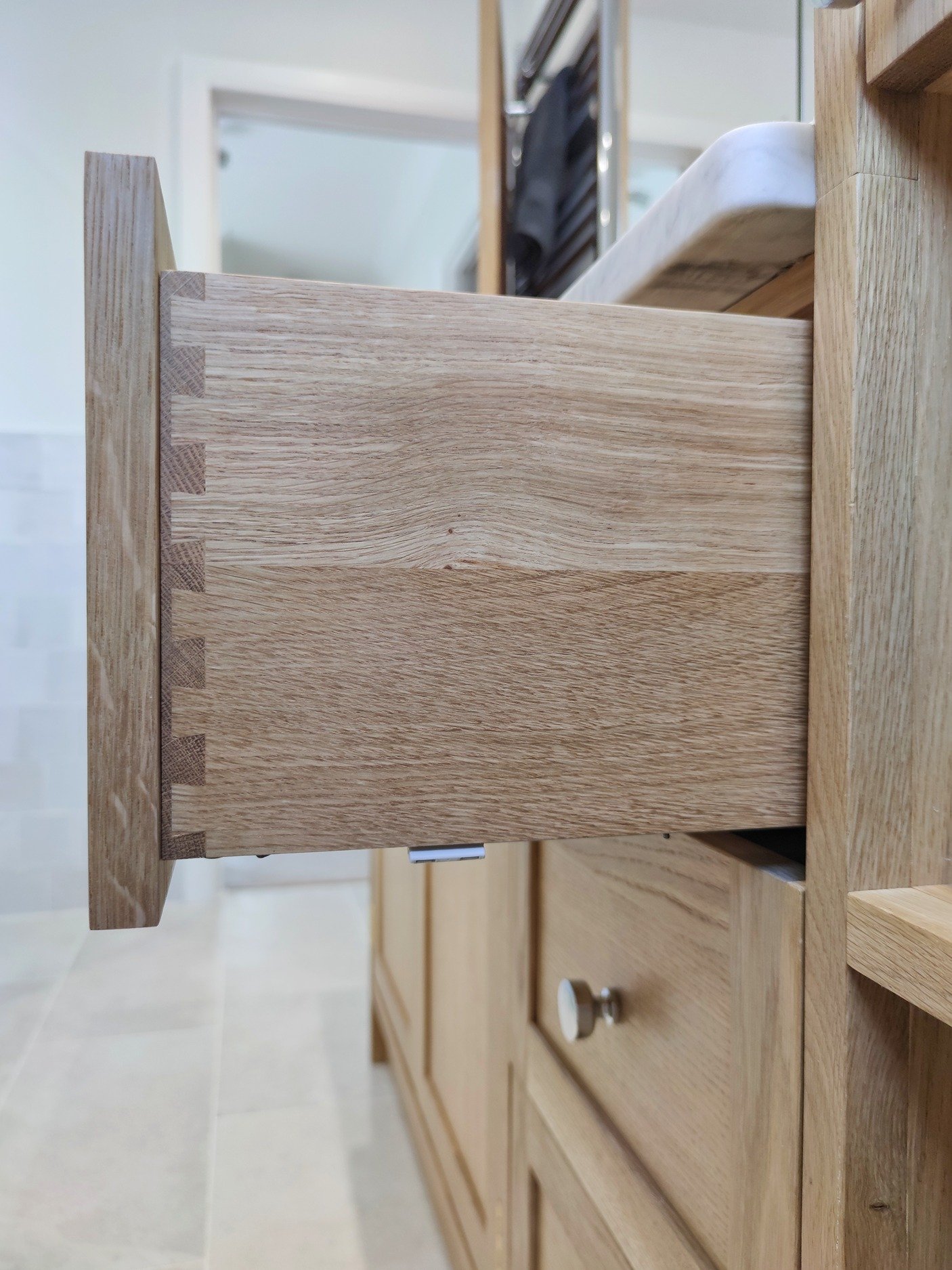 Handmade dovetail drawer oak