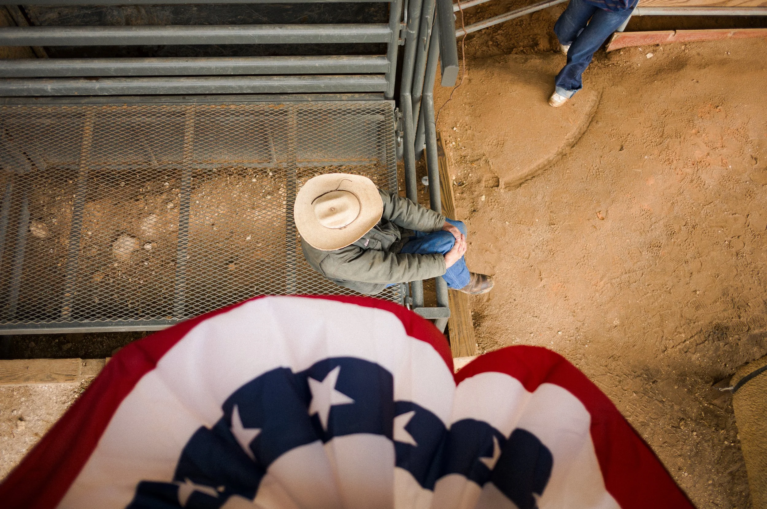 Bulverde Texas - Behind the chutes viewed from above
