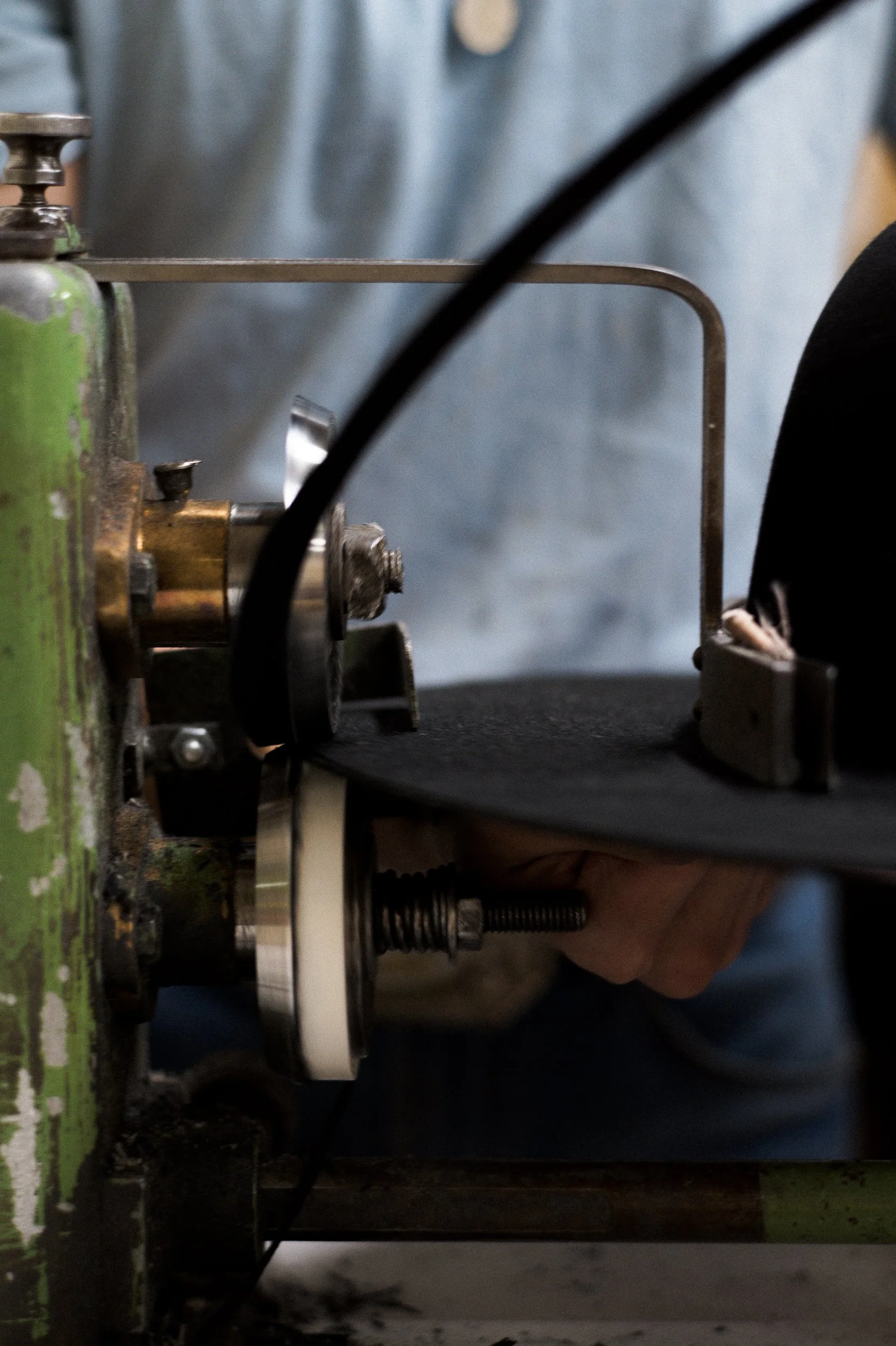 Close-up of the triming of the brim of an american cowboy hat brim