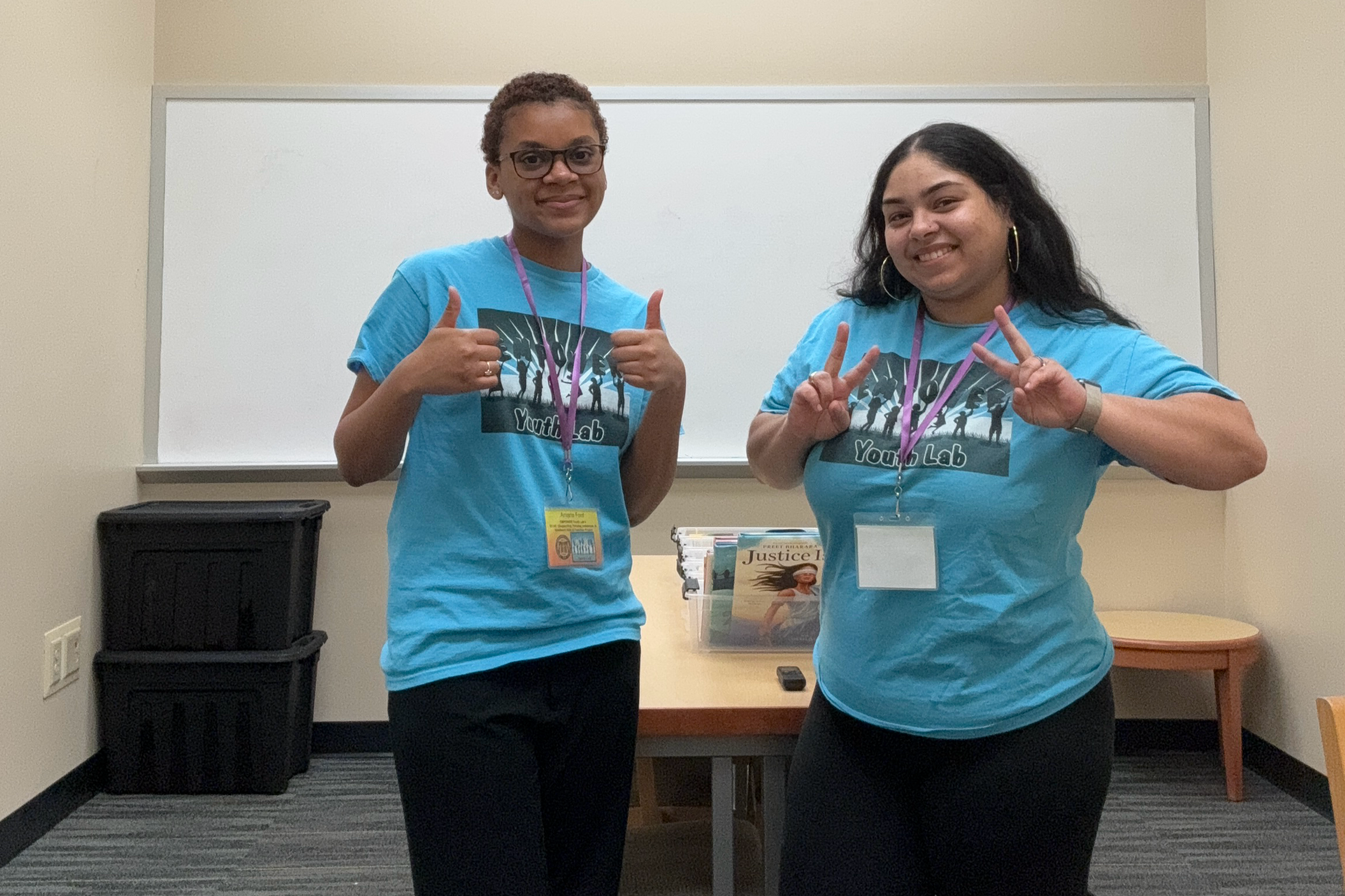 Amaria and Dr. Santana ready for a PLAY interview in the community