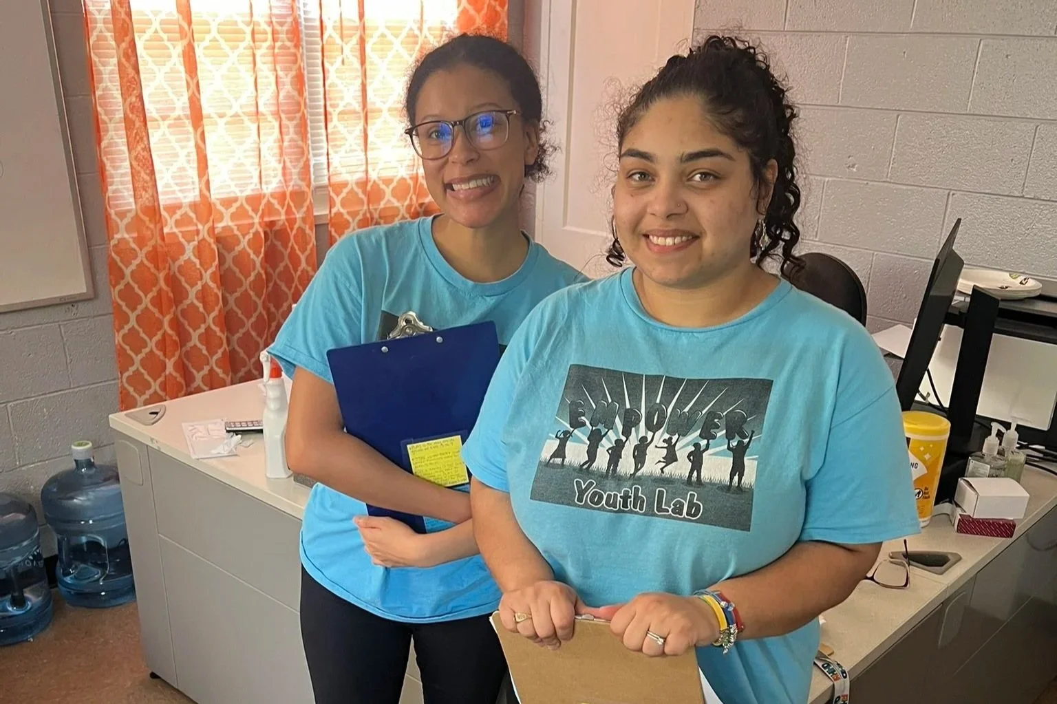 Maiah and Dr. Santana ready to greet and interview!