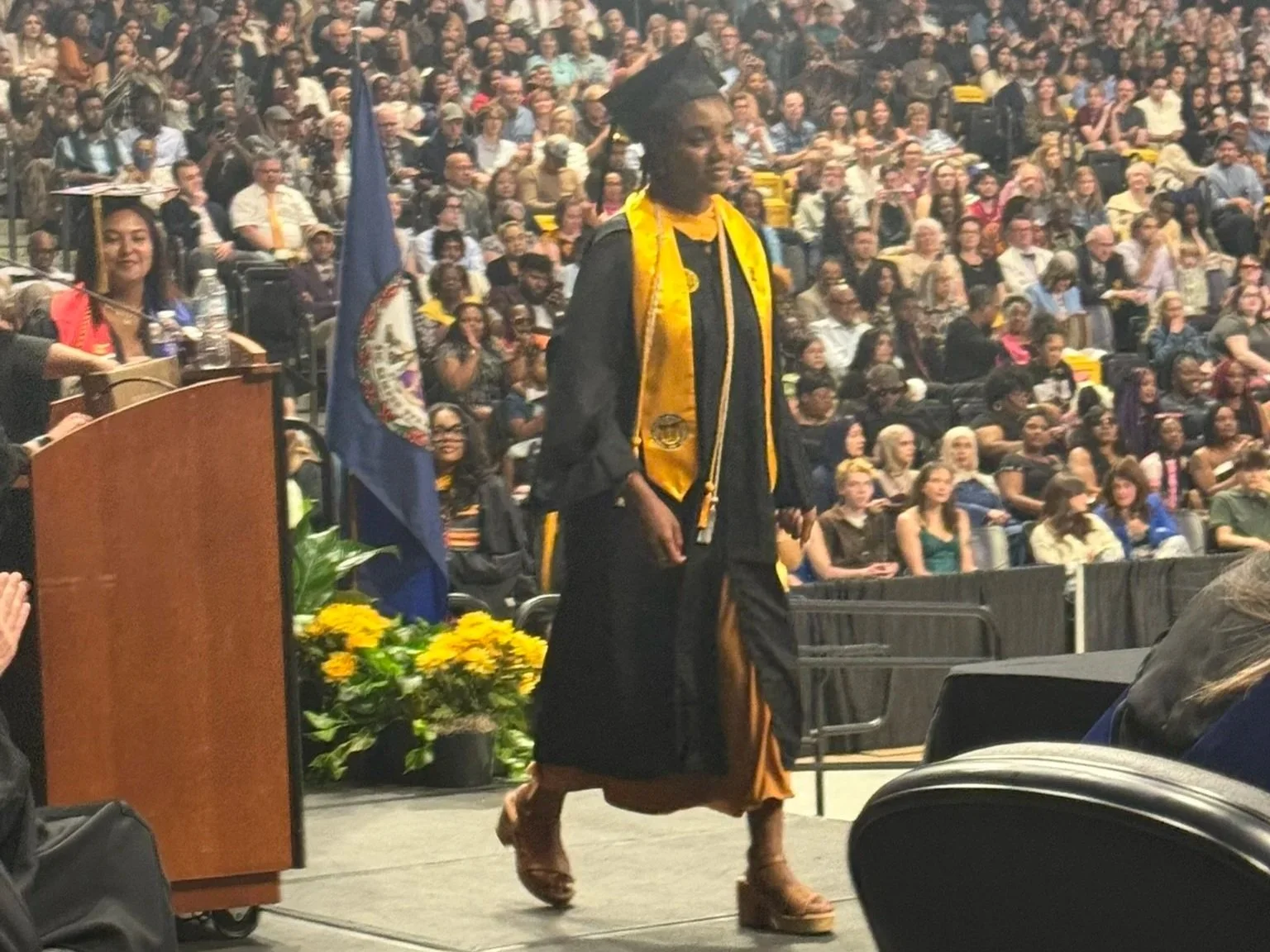 They crossed the stage...