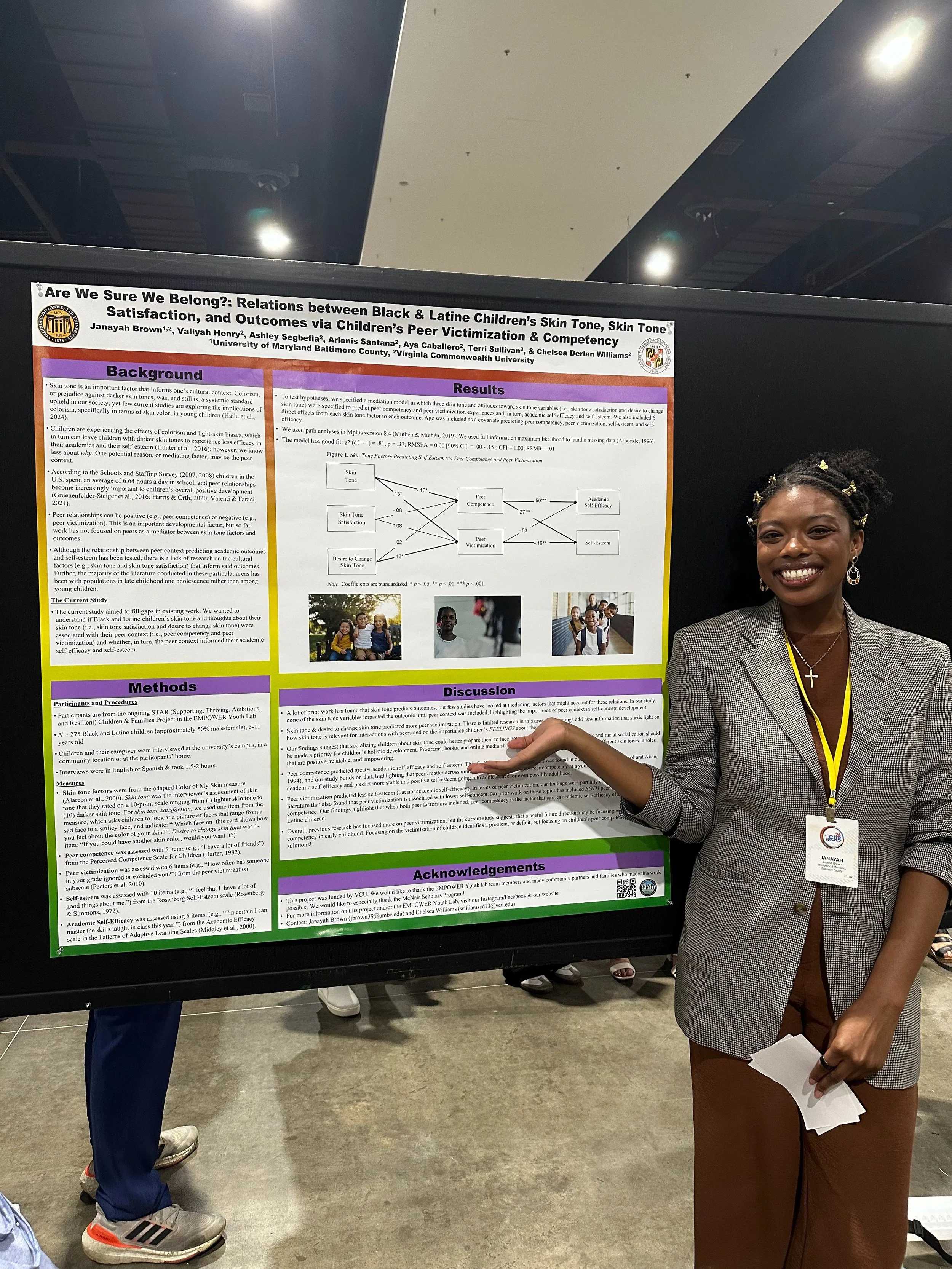 Janayah presented on Relations between children's skin tone and skin tone satisfaction and outcomes via children's peer victimization and competency