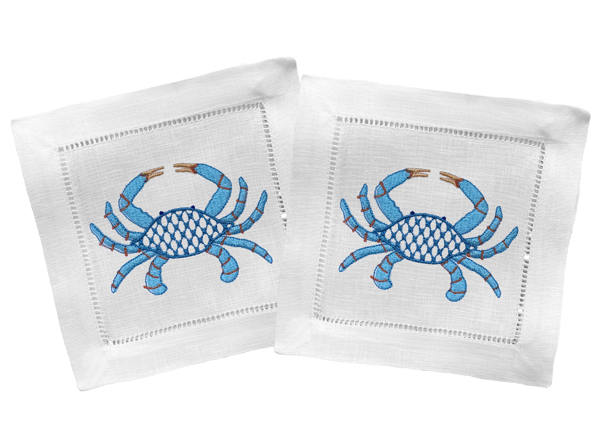 Set of Blue Crab Cocktail Napkins