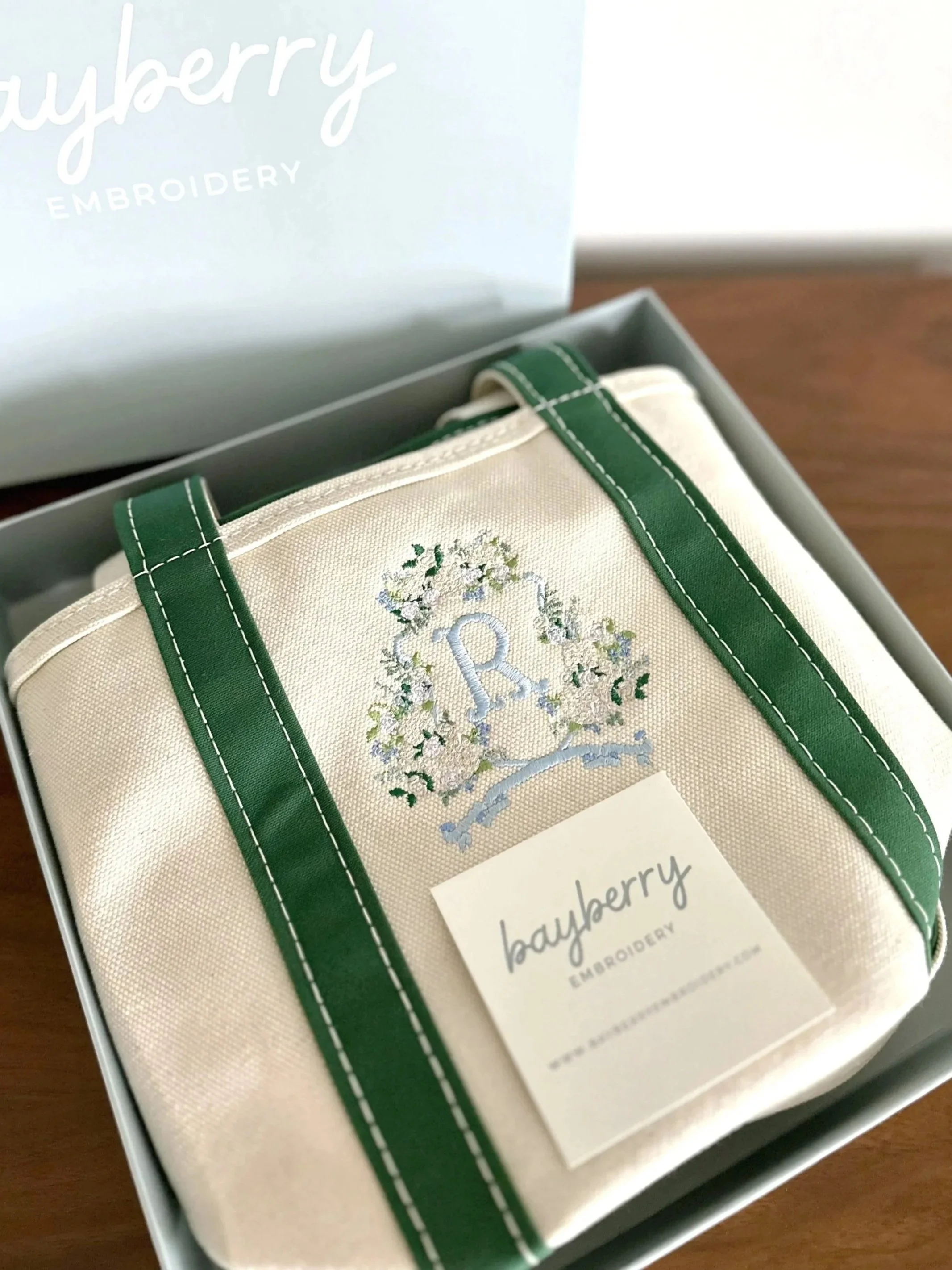 Wedding crest embroidered on canvas tote bag.jpg