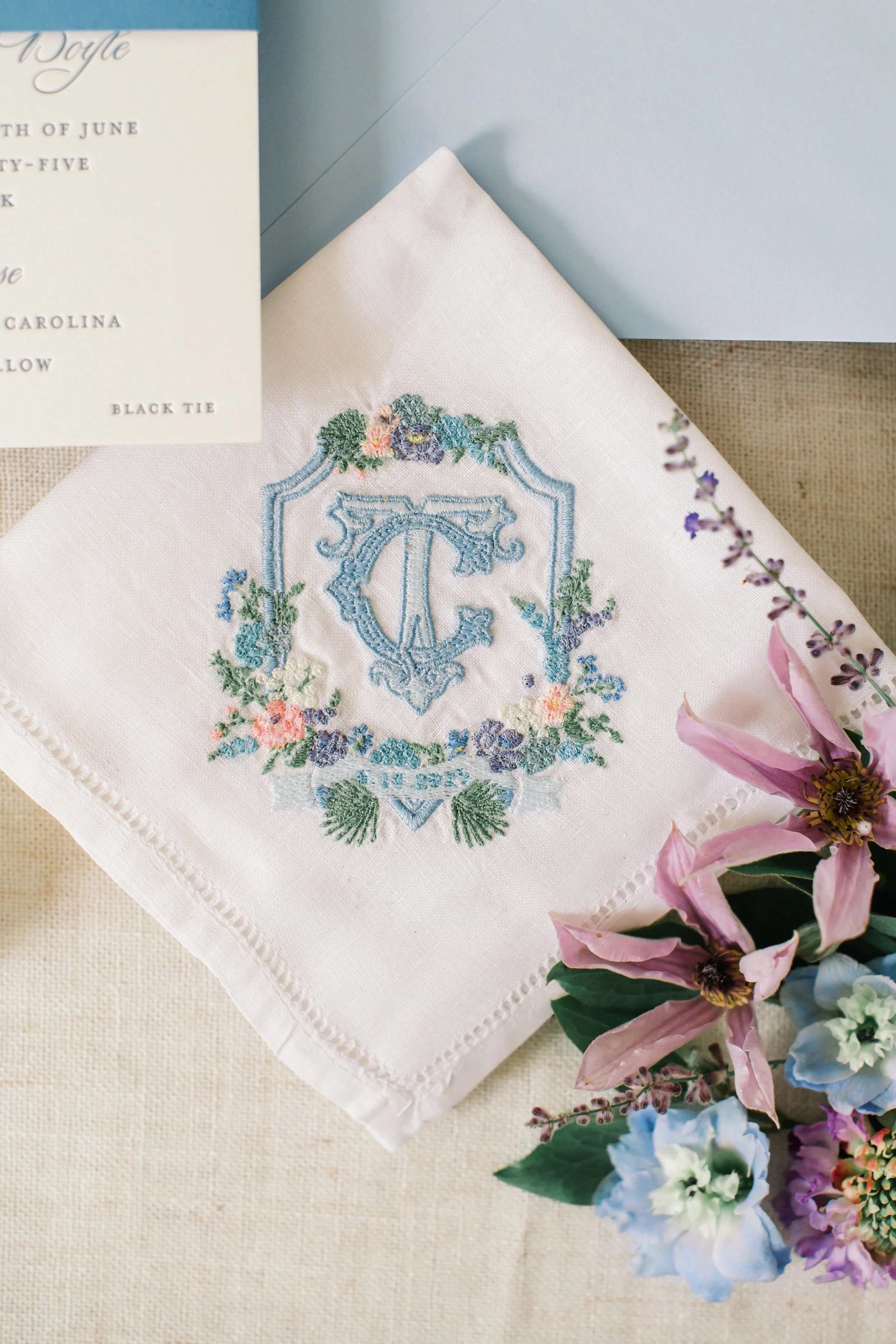 Personalized handkerchief with wedding crest.jpg