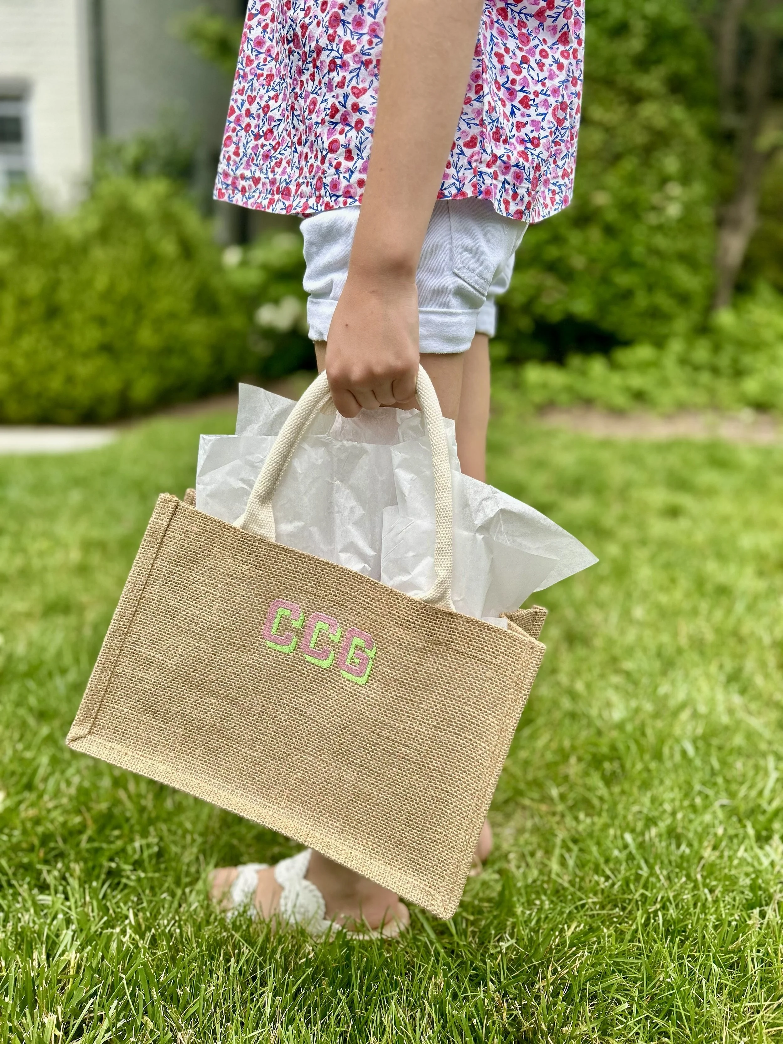 Personalized Monogram Canvas Beach Bag | Custom Initial Tote