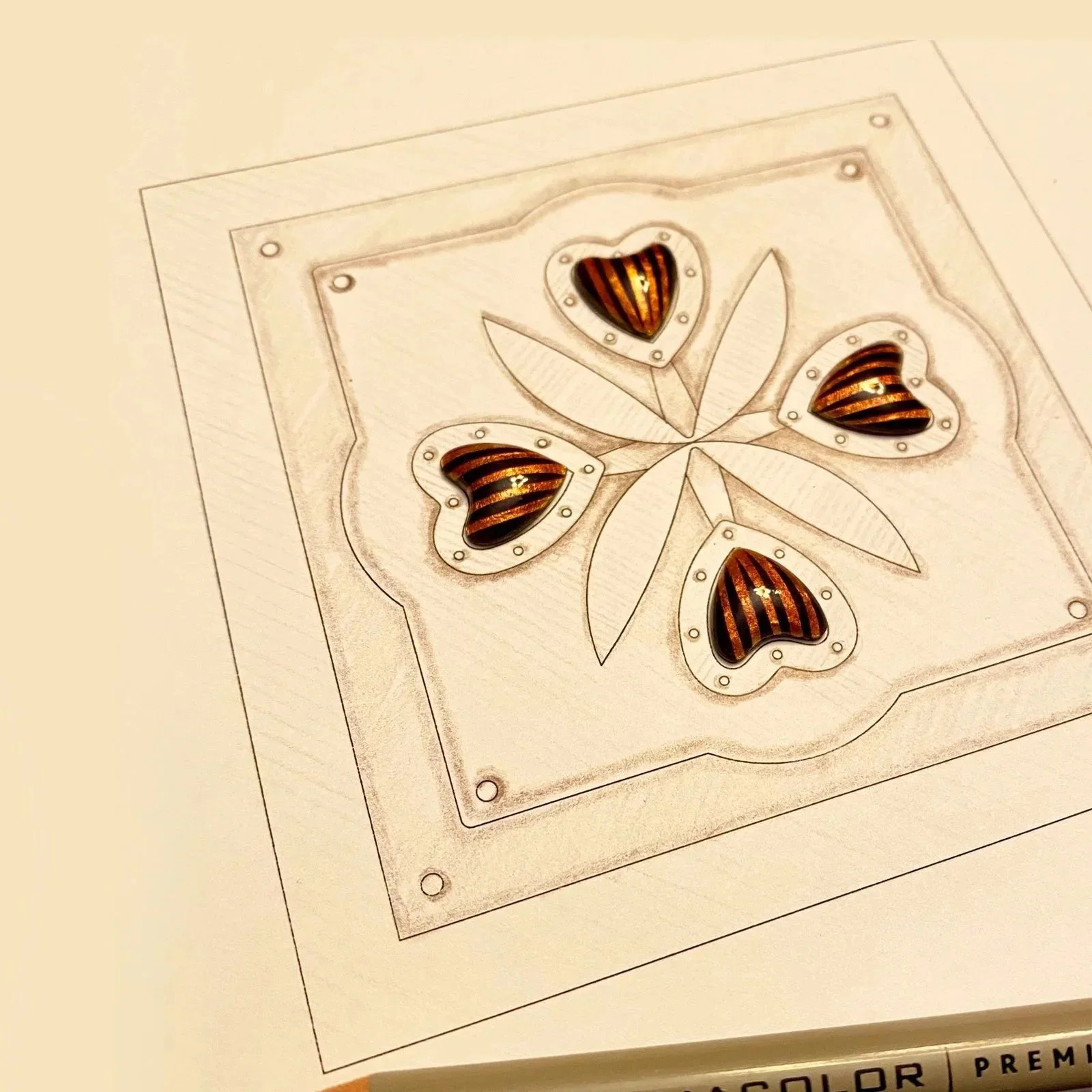 Drawing of 4 Hearts Urn