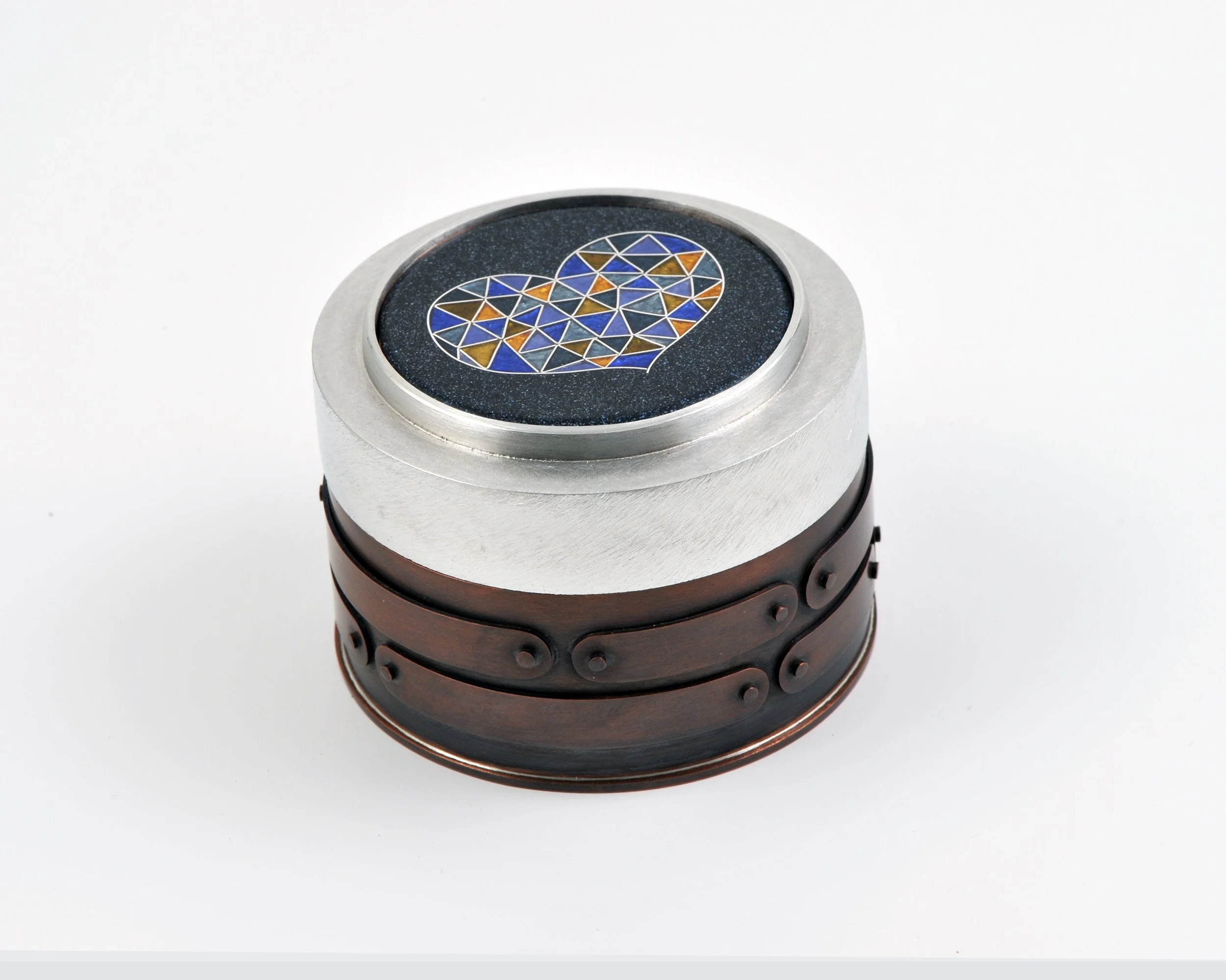 Cloisonné and copper Heart Box