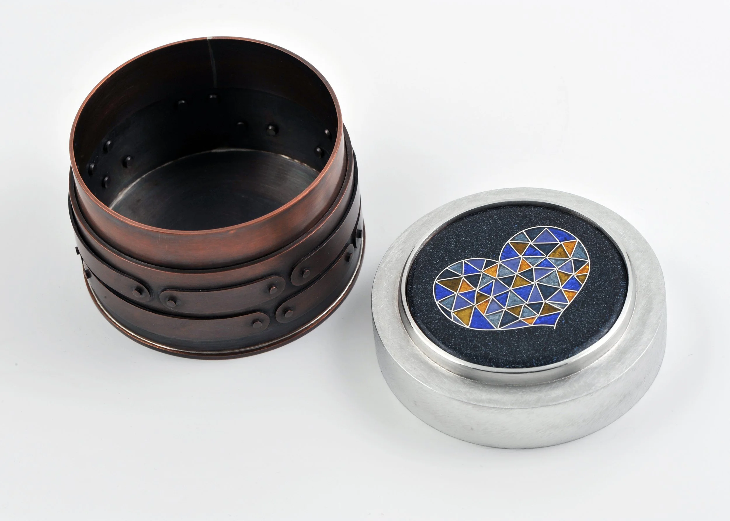 Cloisonné and copper Heart Box