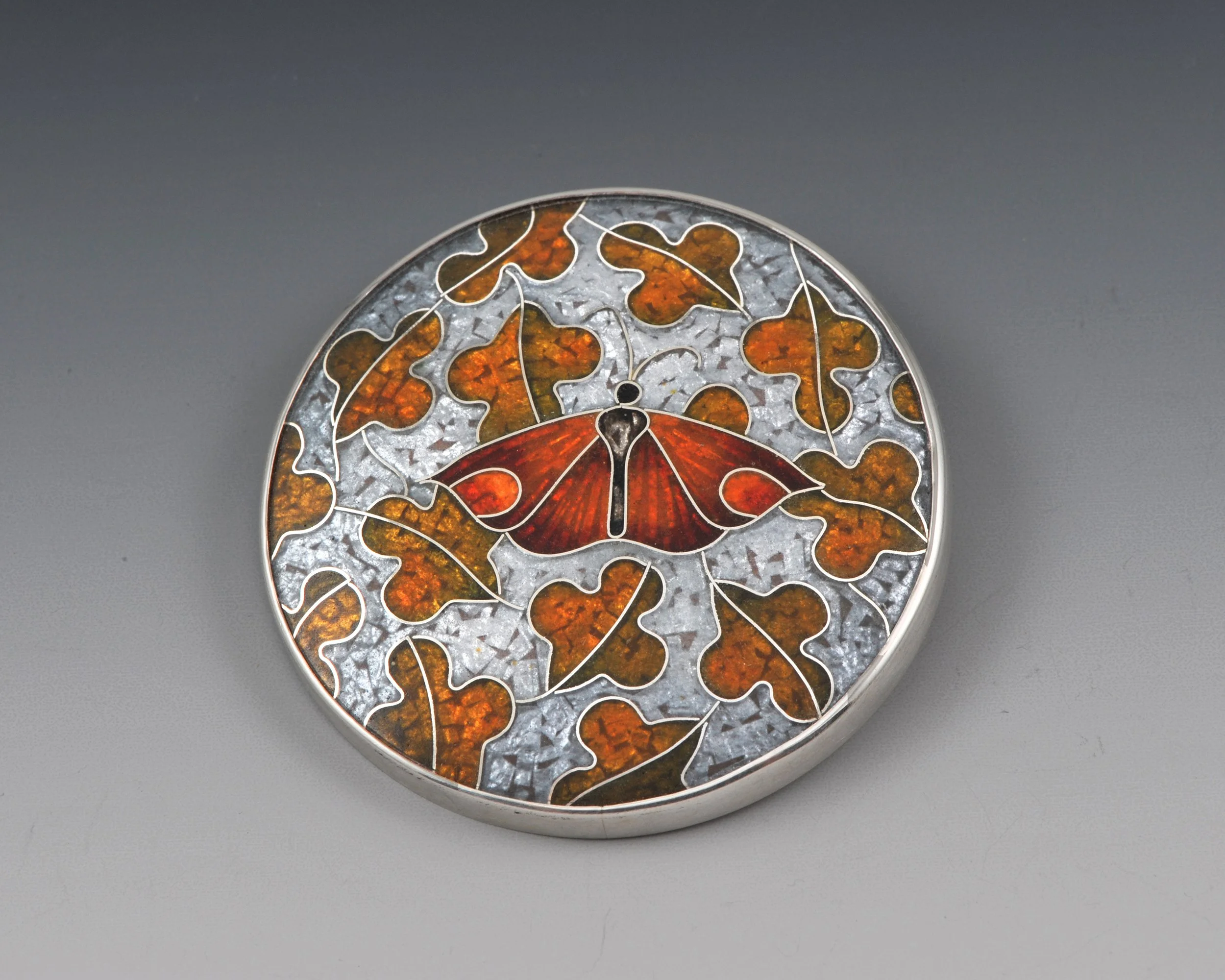 Cloisonné enamel brooch | copper, fine silver, brass and gold foil 