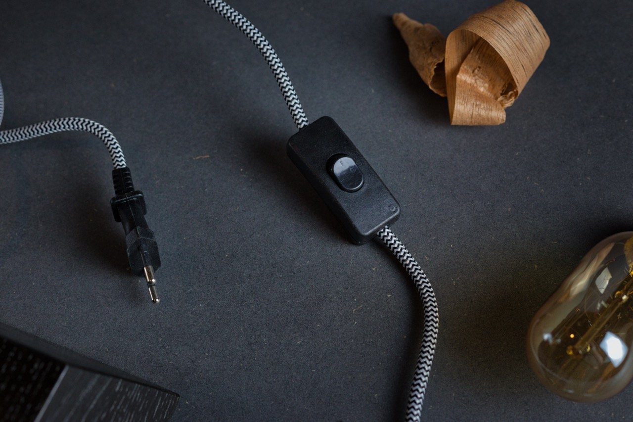 Lampe Black Edison - Atelier Samo - fil tressé