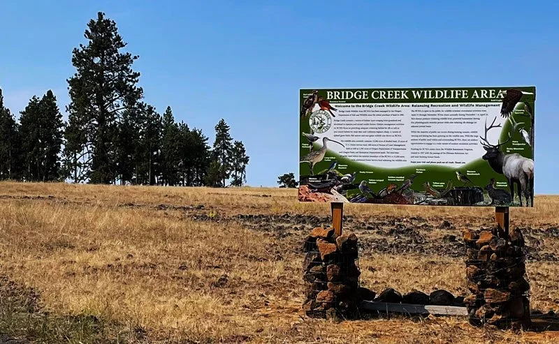 Bridge Creek Wildlife Area Welcome sign
