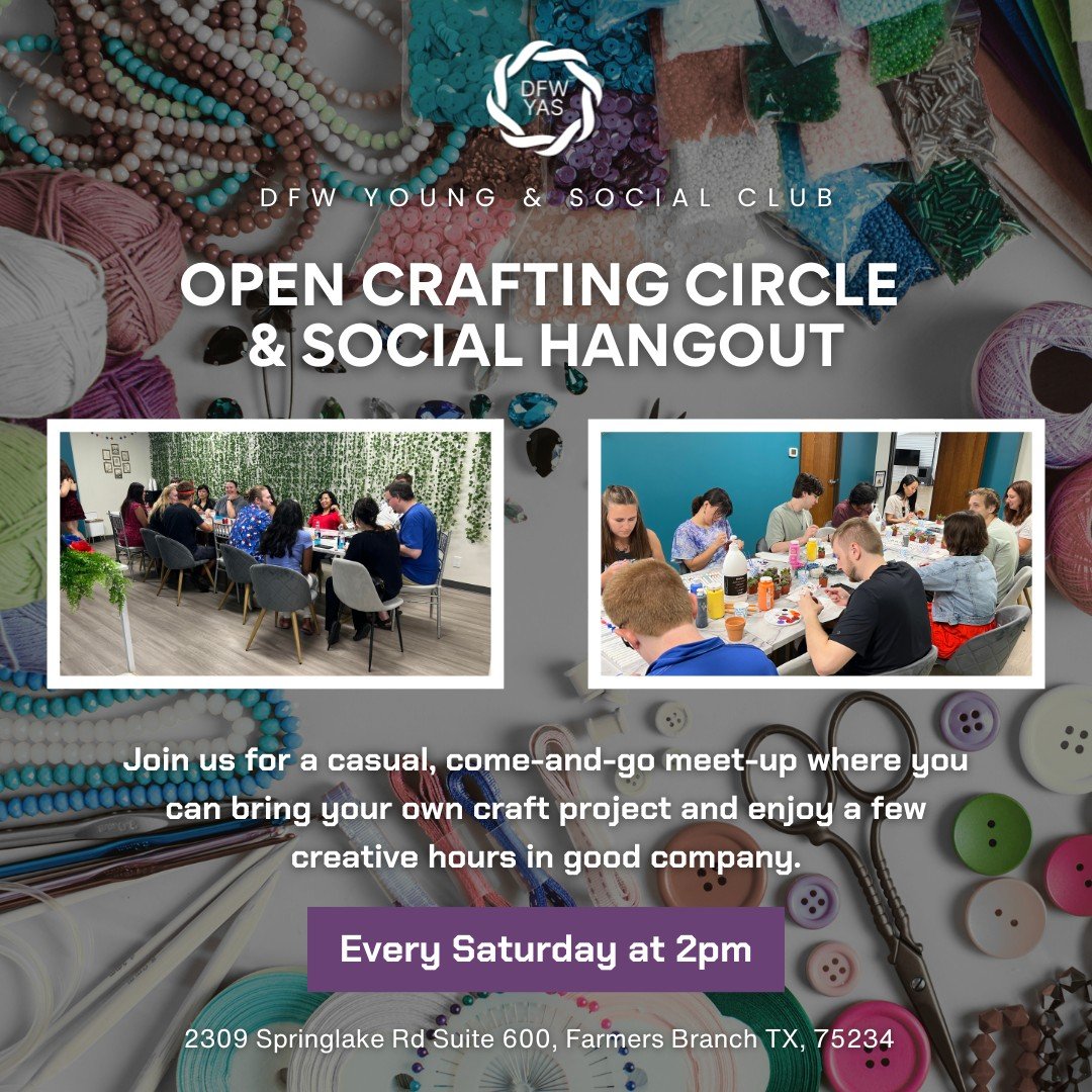Looking for a creative space to get inspired and connect with others? Join us every Saturday from 2 PM to 4 PM for our Open Crafting Circle &amp; Social Hangout! Whether you&rsquo;re working on a personal project, trying something new, or just lookin