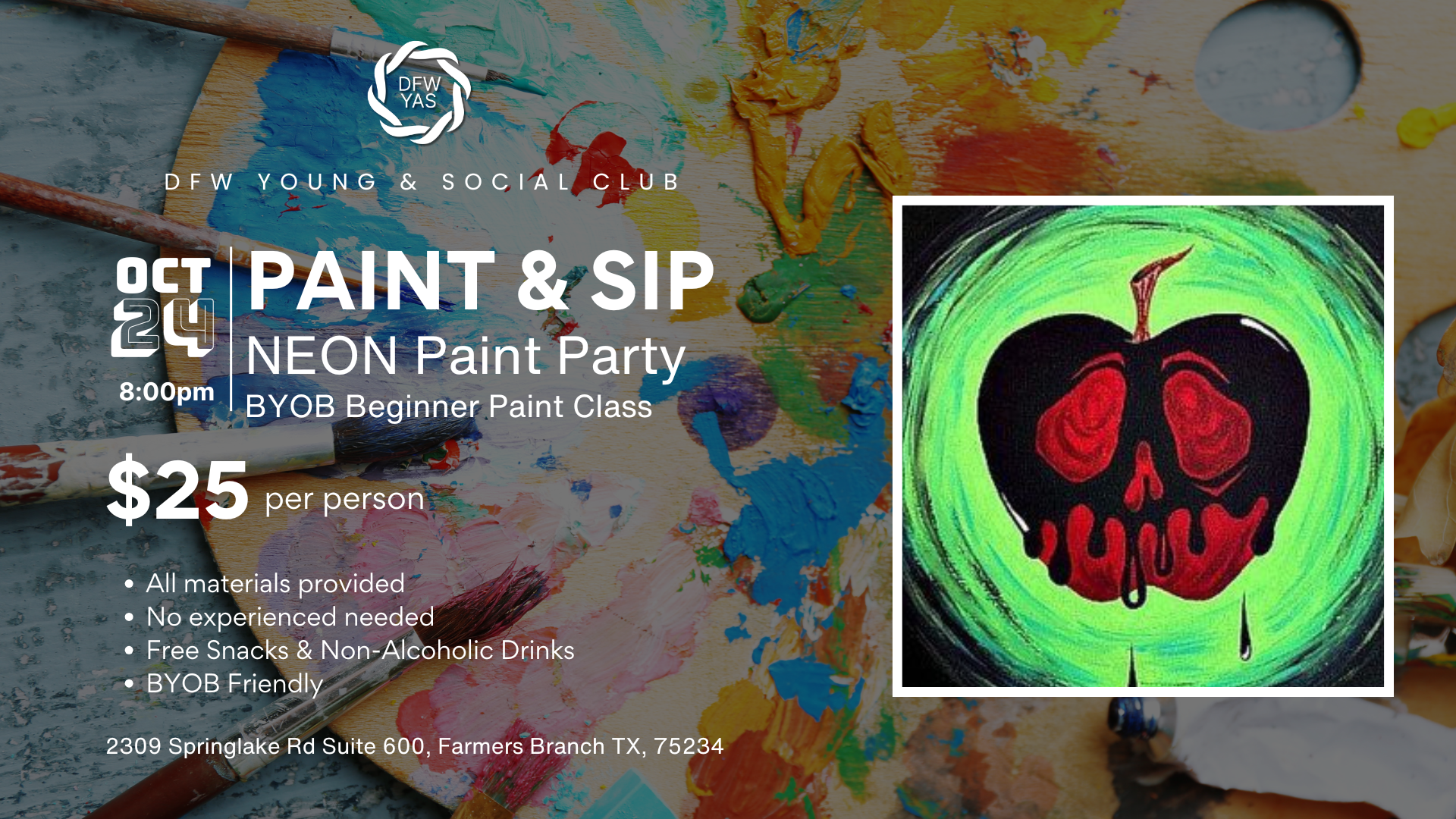 Sip & Paint: Neon Paint Party | BYOB Beginner Paint Class